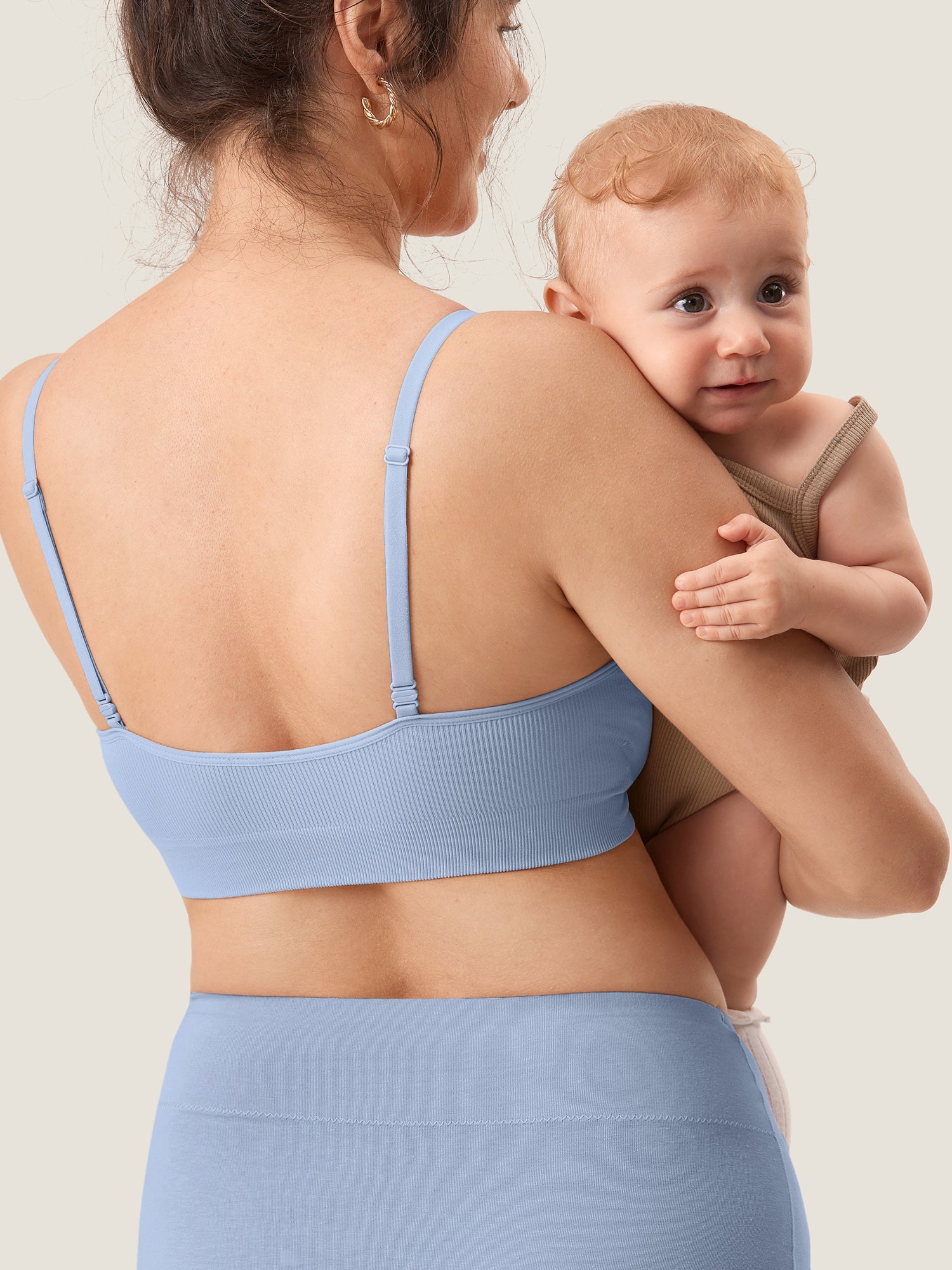 MOMANDA Women's Ribbed Scoop Nursing Bralette Grapefruit Orange