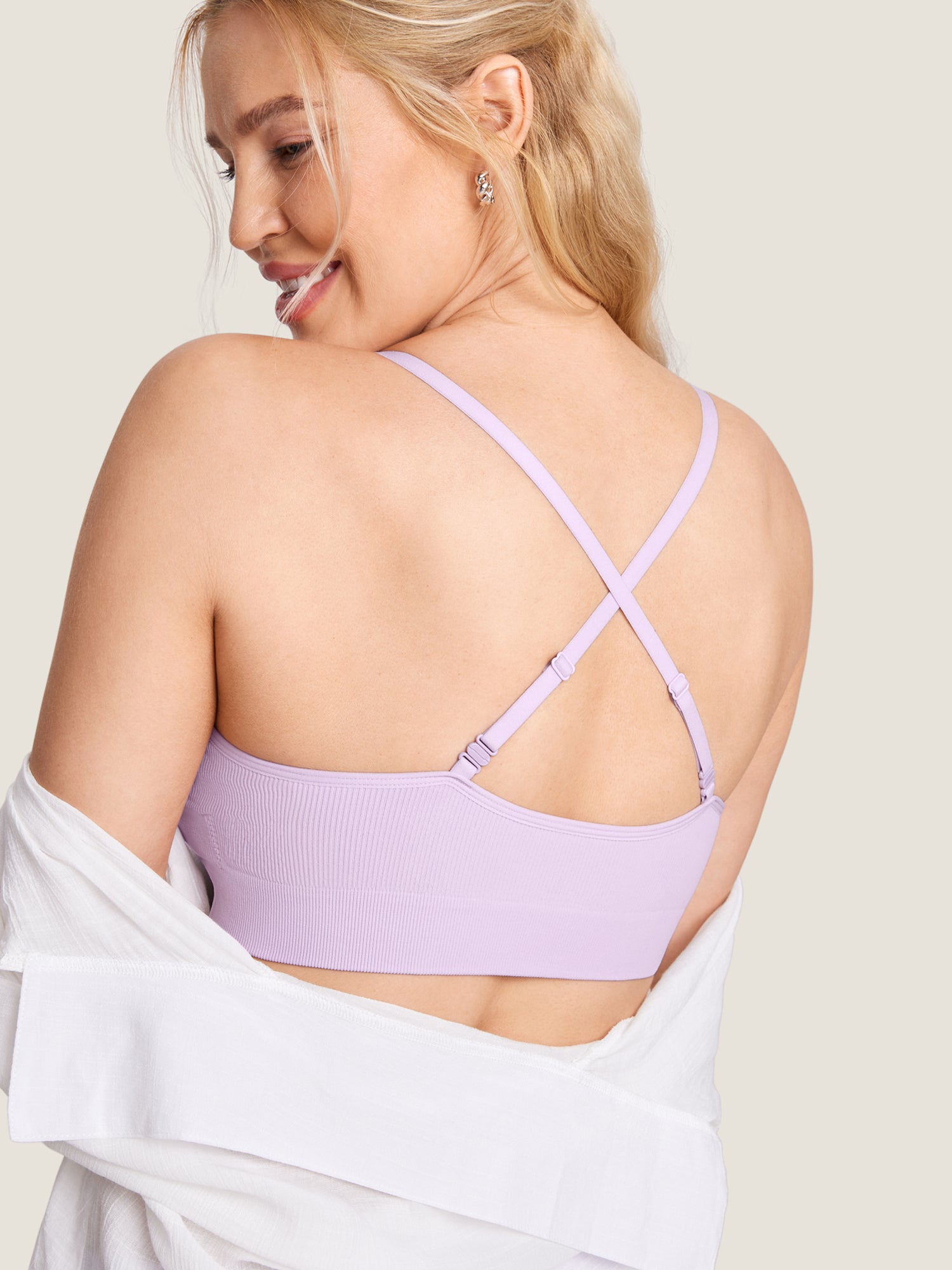 MOMANDA Women's Ribbed Scoop Nursing Bralette Grapefruit Orange