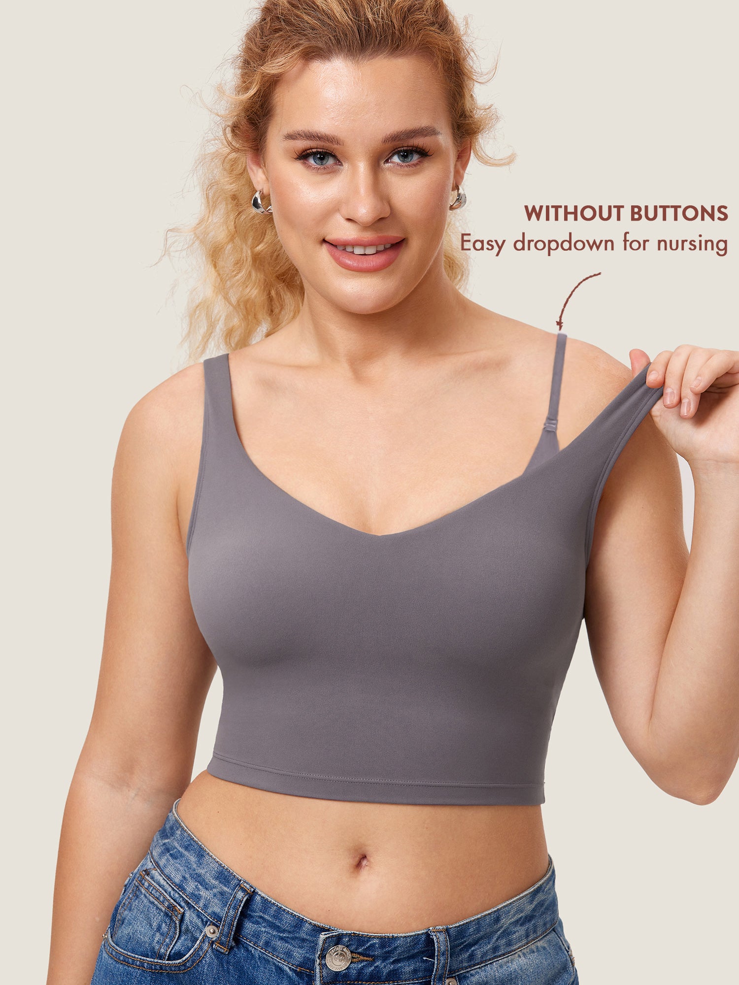 MOMANDA Women's Natrelax® Nursing Crop Tank Top - V Neck Tornado