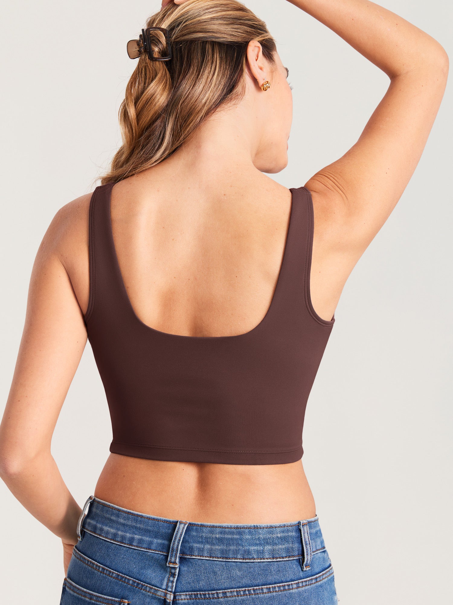 MOMANDA Women's Natrelax® Nursing Crop Tank Top - V Neck Taupe