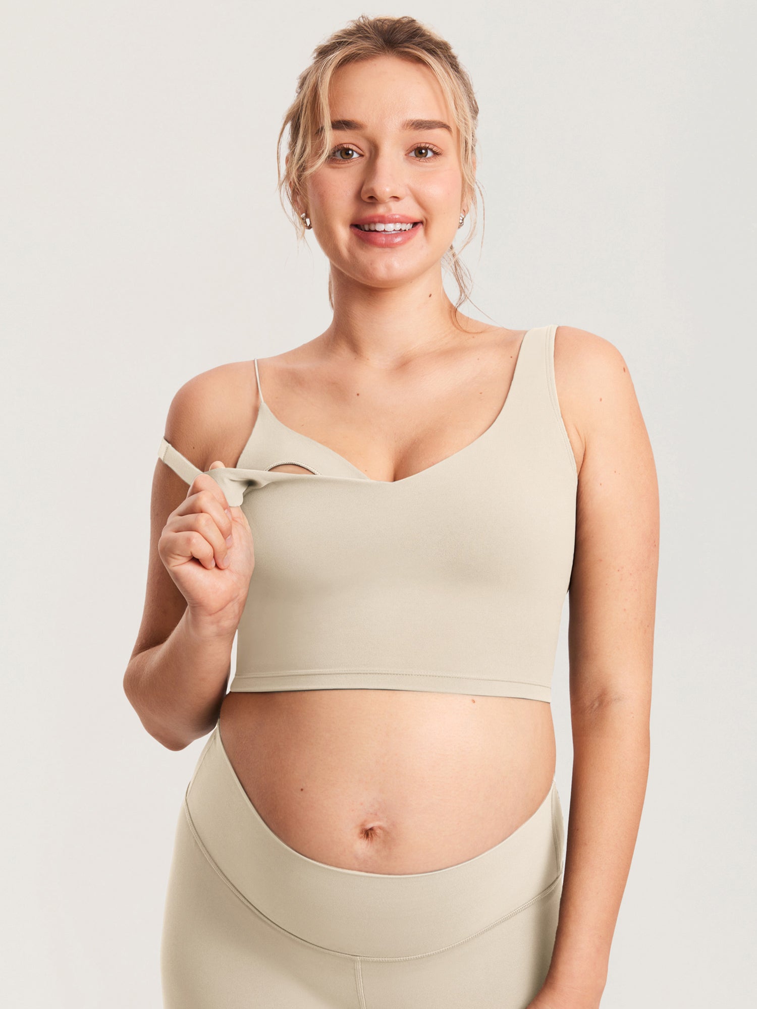 MOMANDA Women's Natrelax® Nursing Crop Tank Top - V Neck Deep Purple