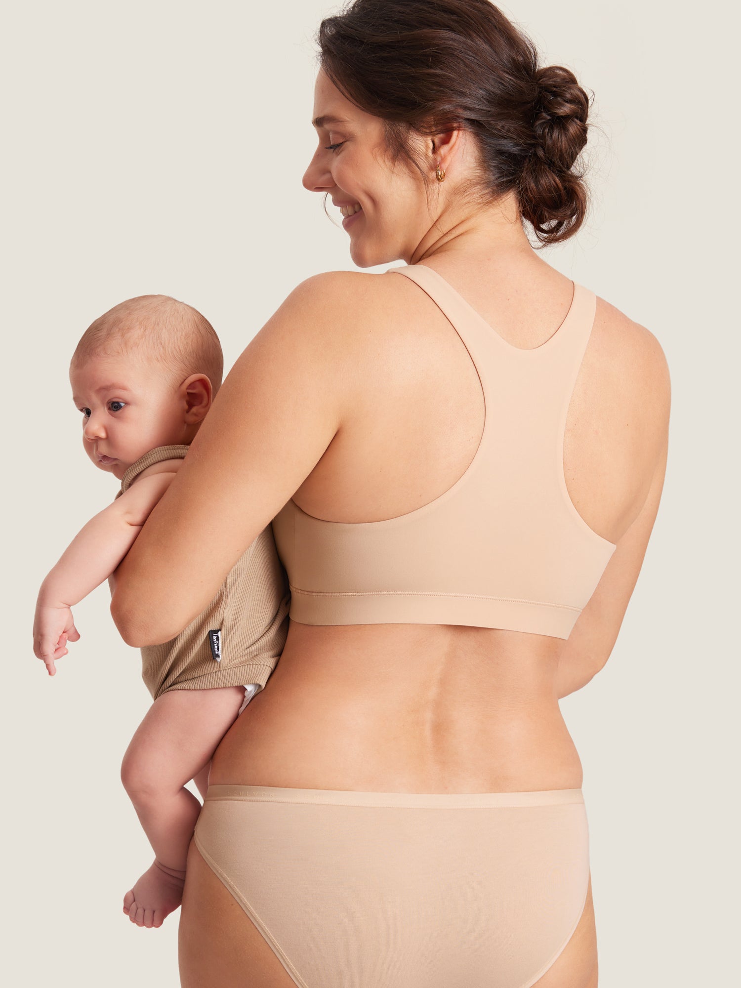 MOMANDA Women's Inbarely® Crossover Racerback Nursing Bra Wheat Beige