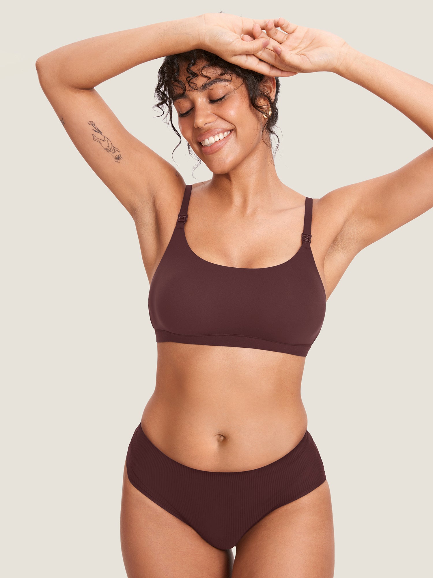 MOMANDA Women's Inbarely® Scoop Nursing Bra Hazelnut
