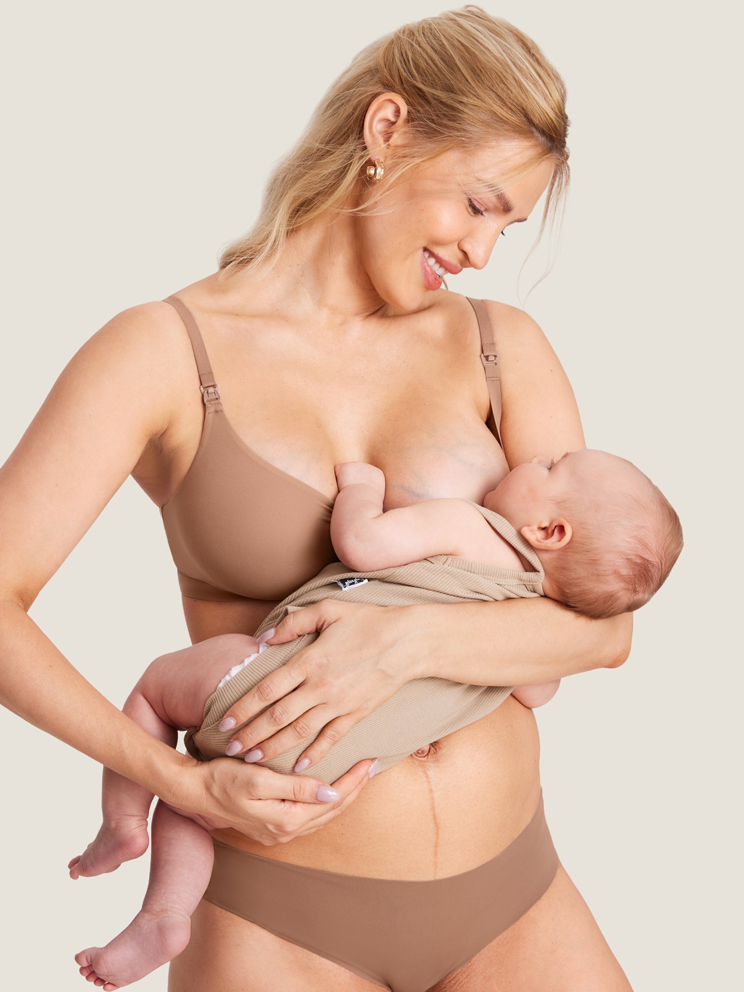 MOMANDA Women's Inbarely® Scoop Nursing Bra Gravel Beige