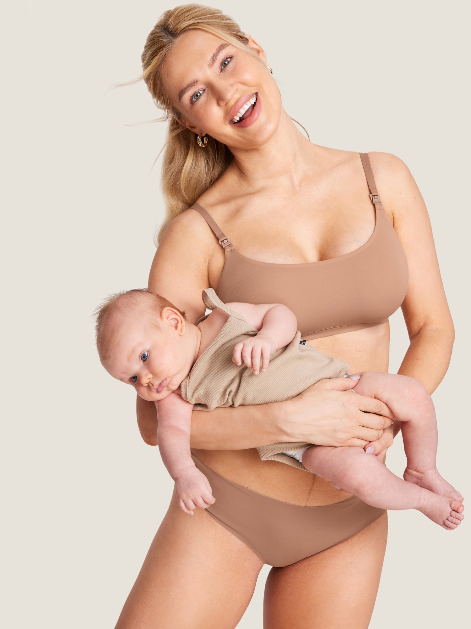 MOMANDA Women's Inbarely® Scoop Nursing Bra Gravel Beige