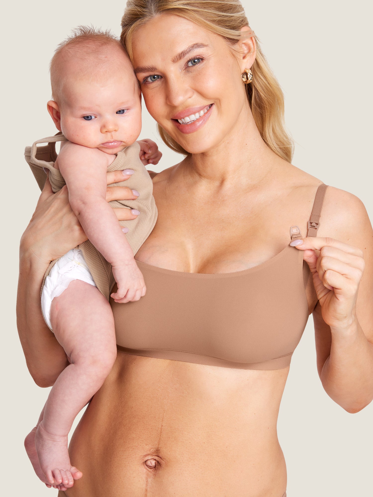 MOMANDA Women's Inbarely® Scoop Nursing Bra Gravel Beige