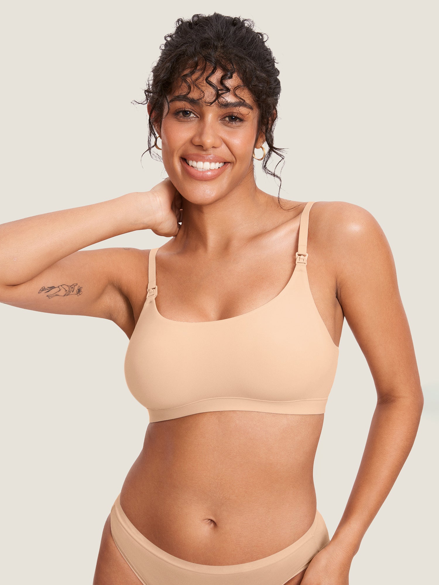 MOMANDA Women's Inbarely® Scoop Nursing Bra Bronze Beige