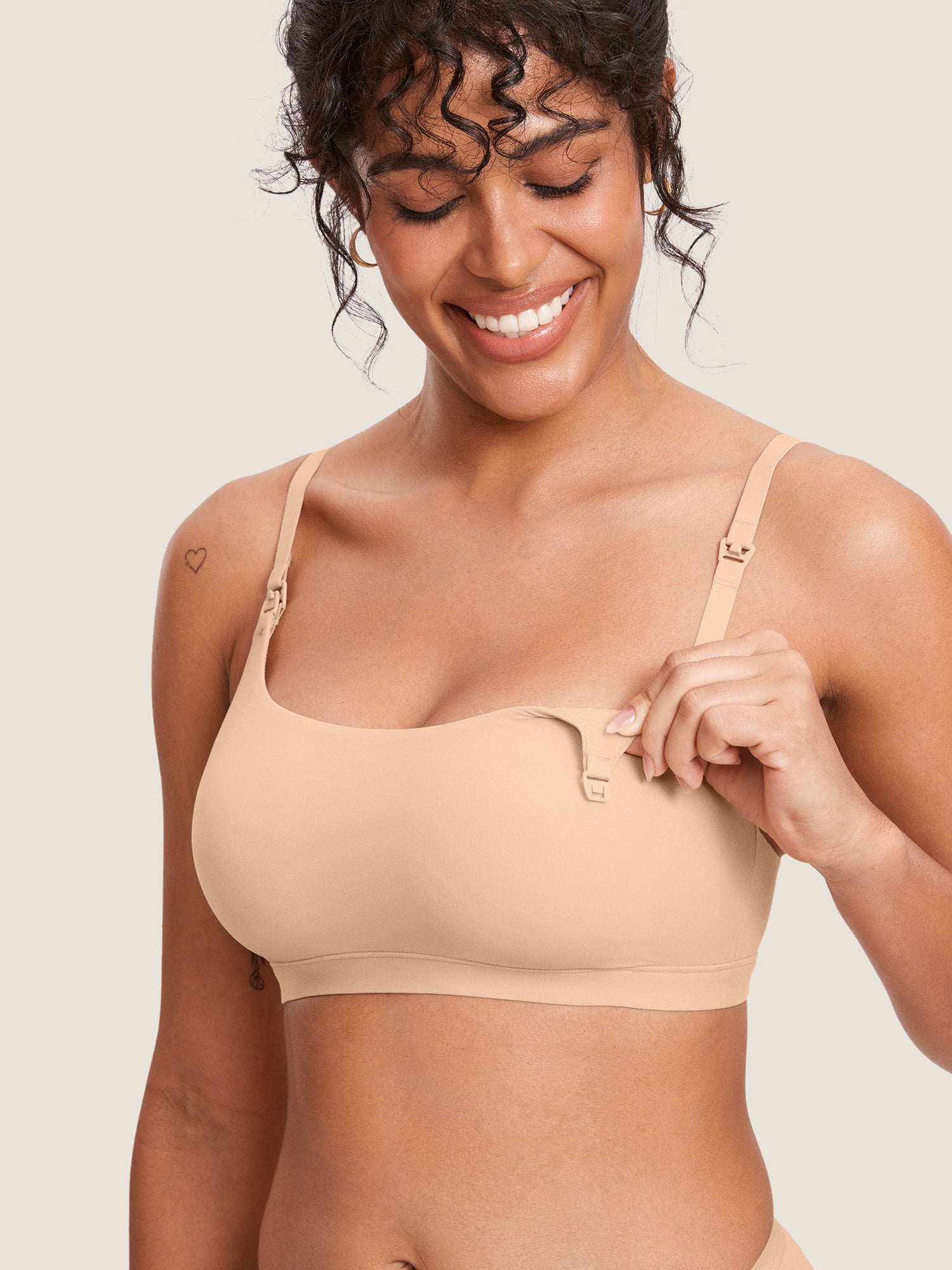 MOMANDA Women's Inbarely® Scoop Nursing Bra Warm Beige
