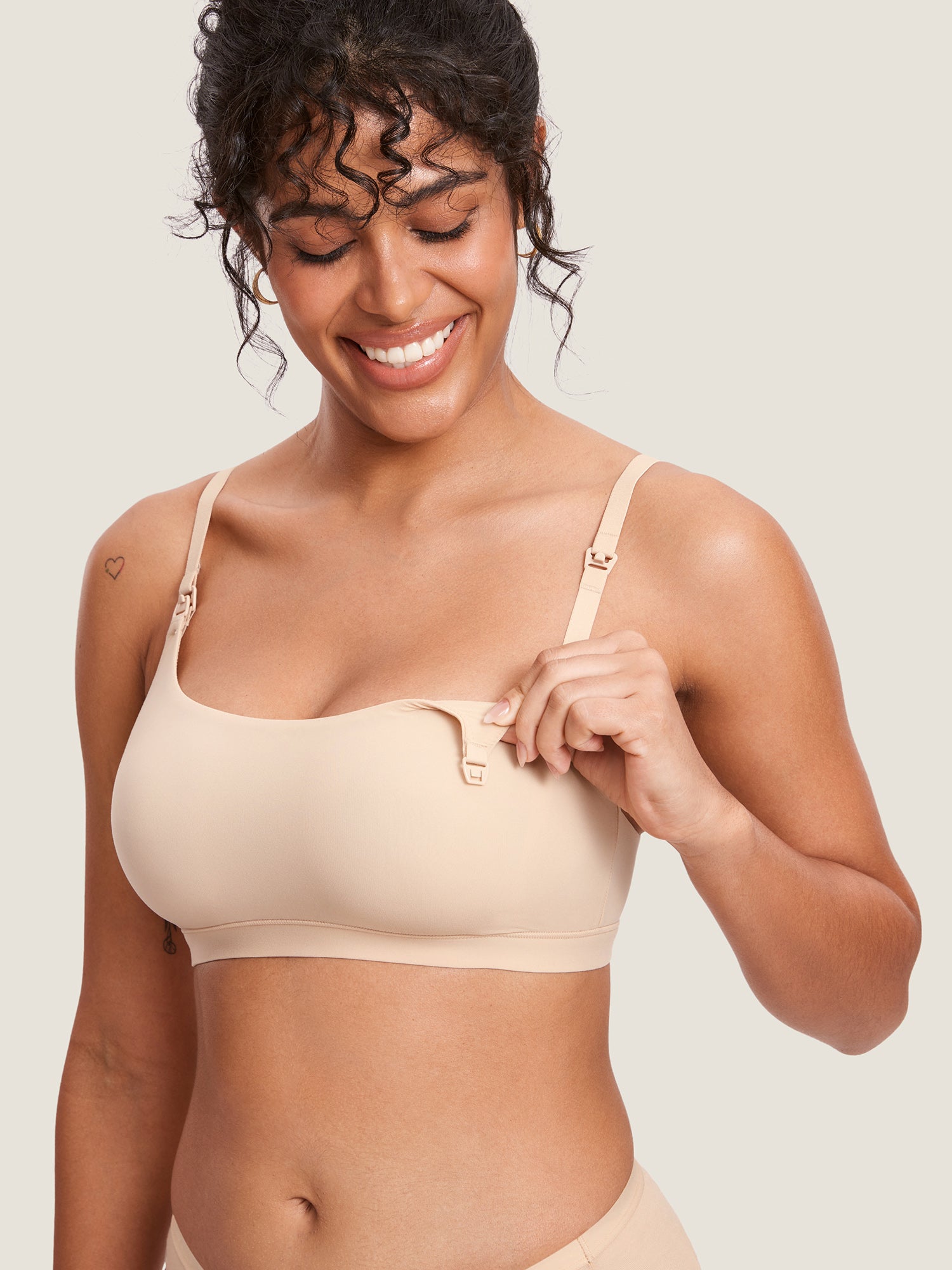 MOMANDA Women's Inbarely® Scoop Nursing Bra Warm Beige