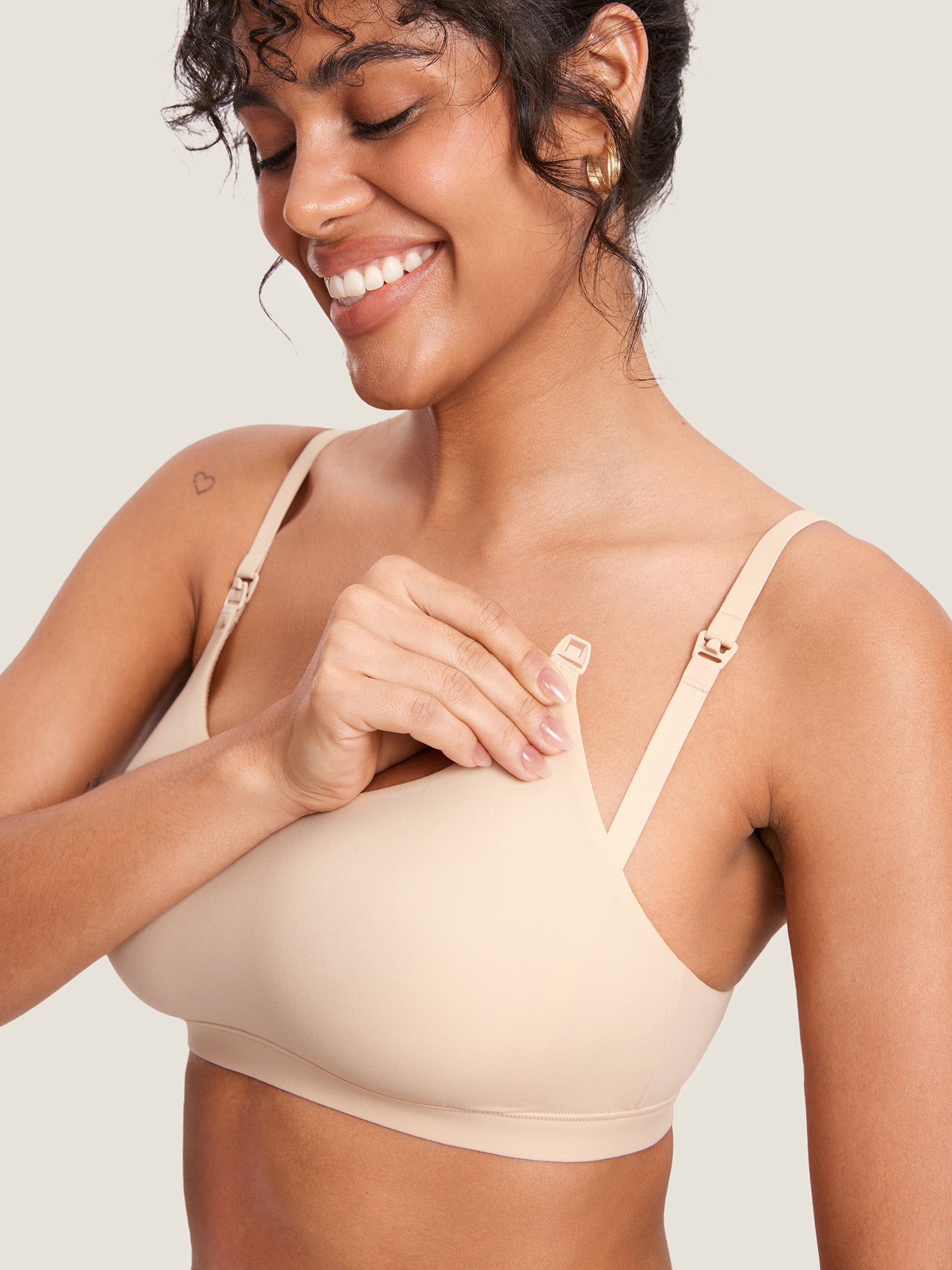 MOMANDA Women's Inbarely® Scoop Nursing Bra Warm Beige