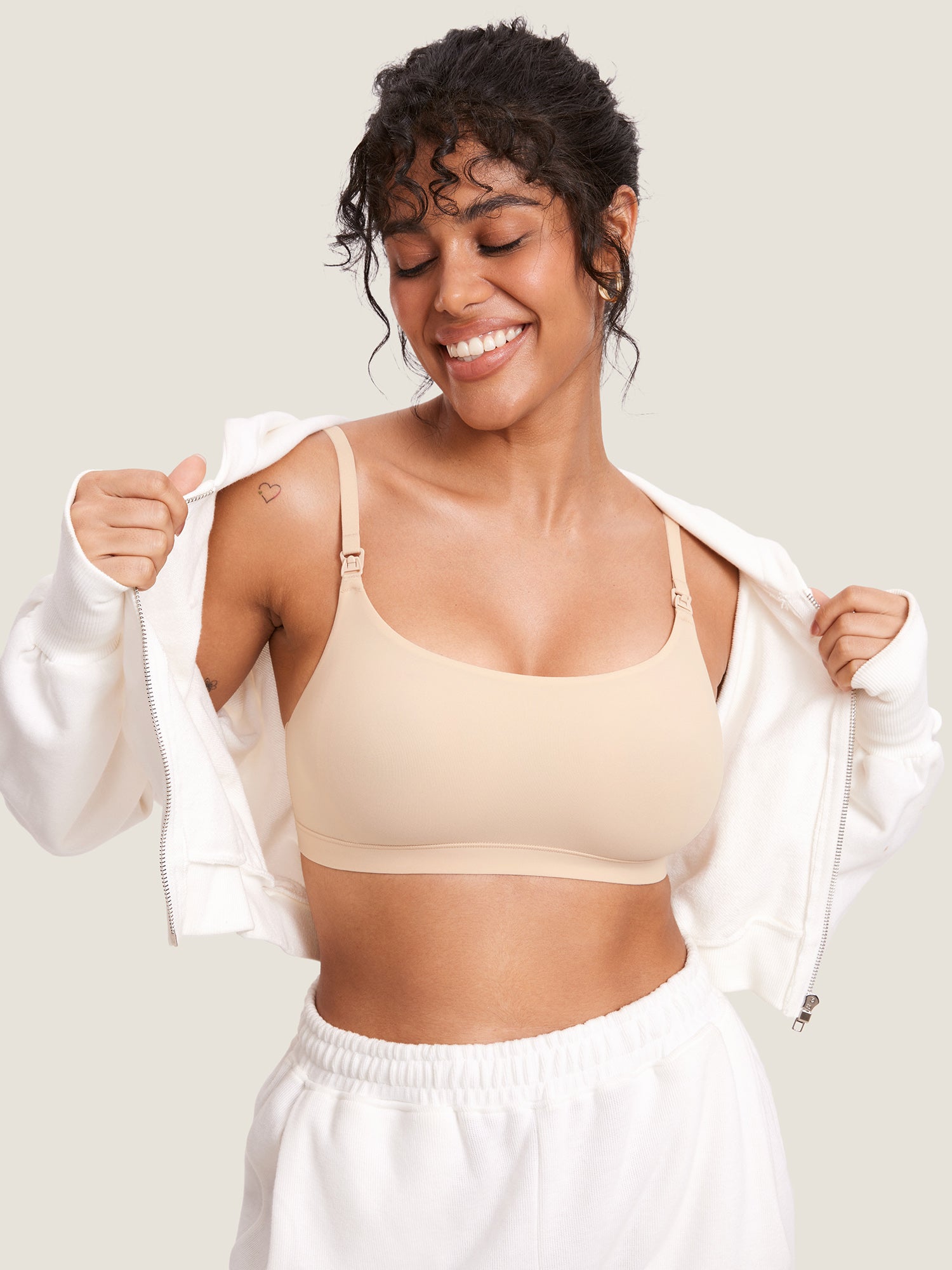MOMANDA Women's Inbarely® Scoop Nursing Bra Warm Beige