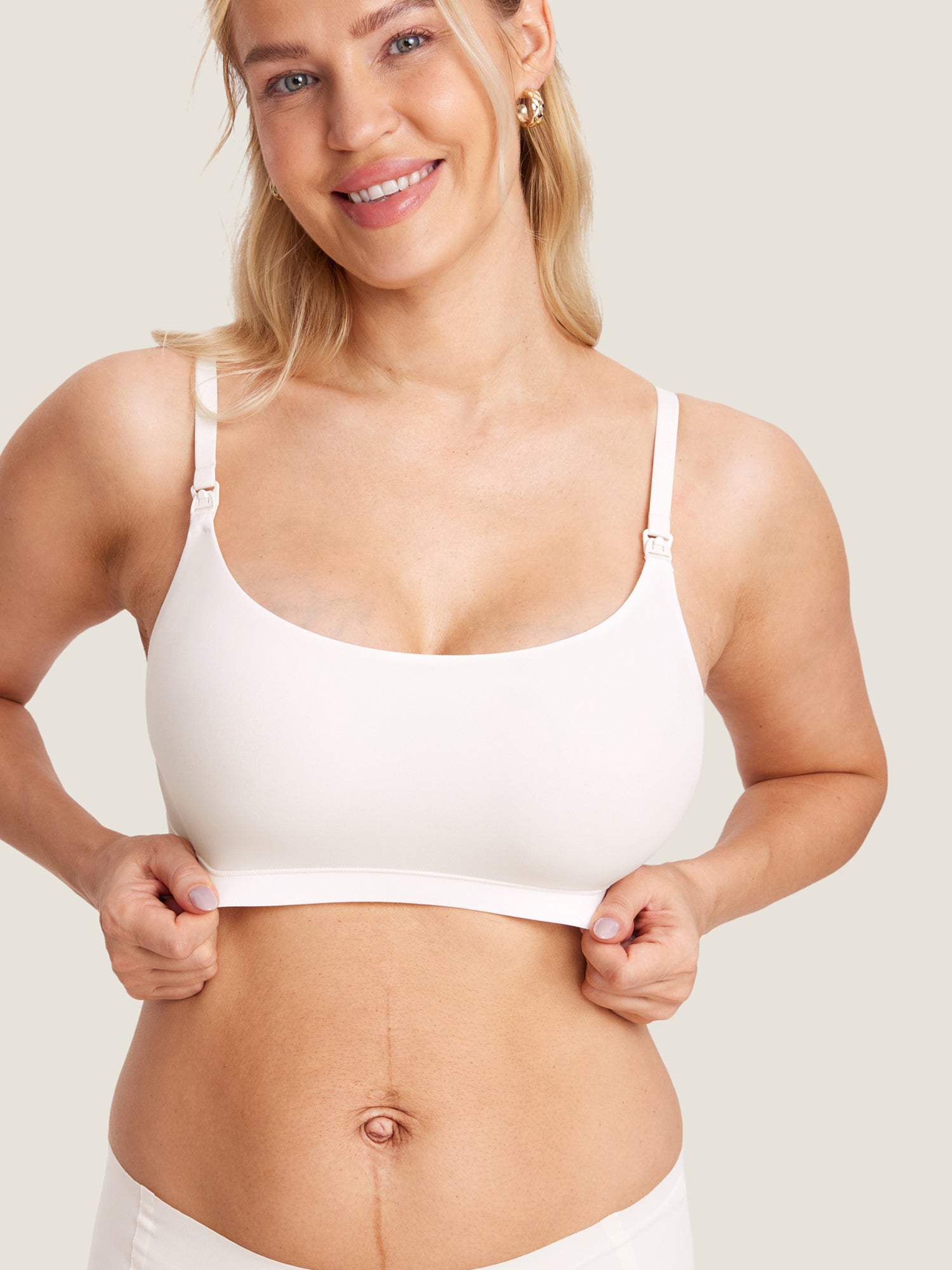 MOMANDA Women's Inbarely® Scoop Nursing Bra Flax Beige