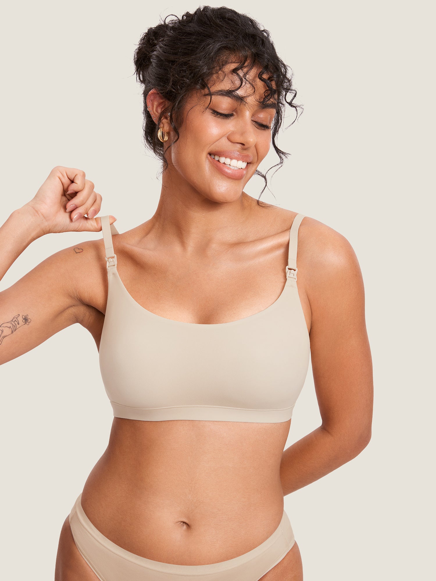 MOMANDA Women's Inbarely® Scoop Nursing Bra Beige