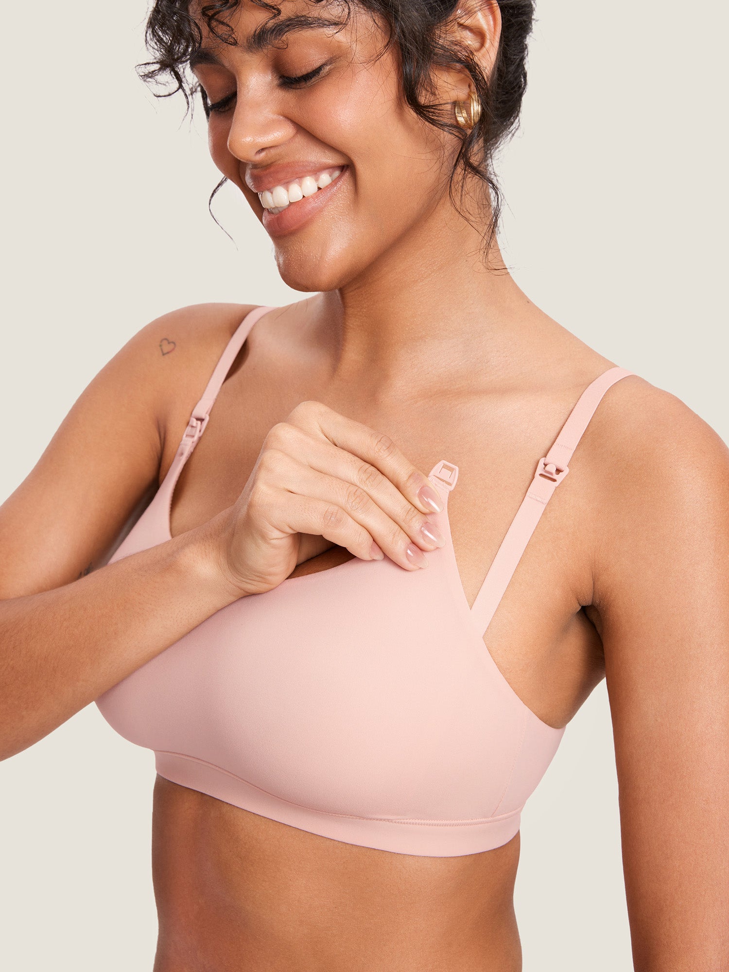 MOMANDA Women's Inbarely® Scoop Nursing Bra Flax Beige