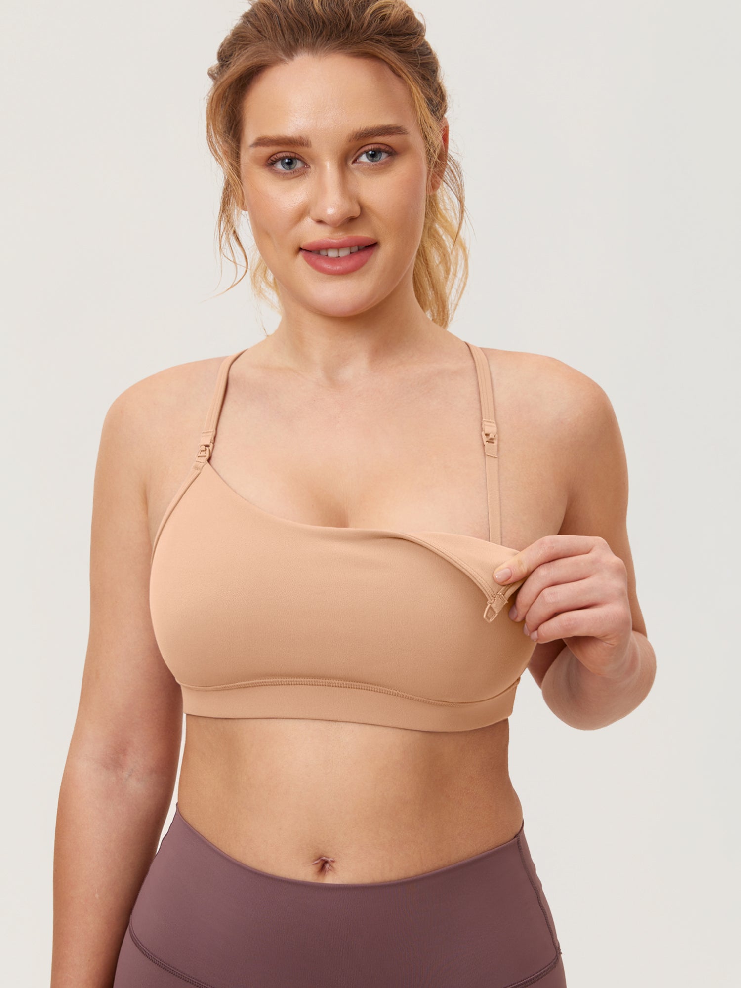 MOMANDA Women's Natrelax® Y Back Nursing Sports Bra Mocha Mousse