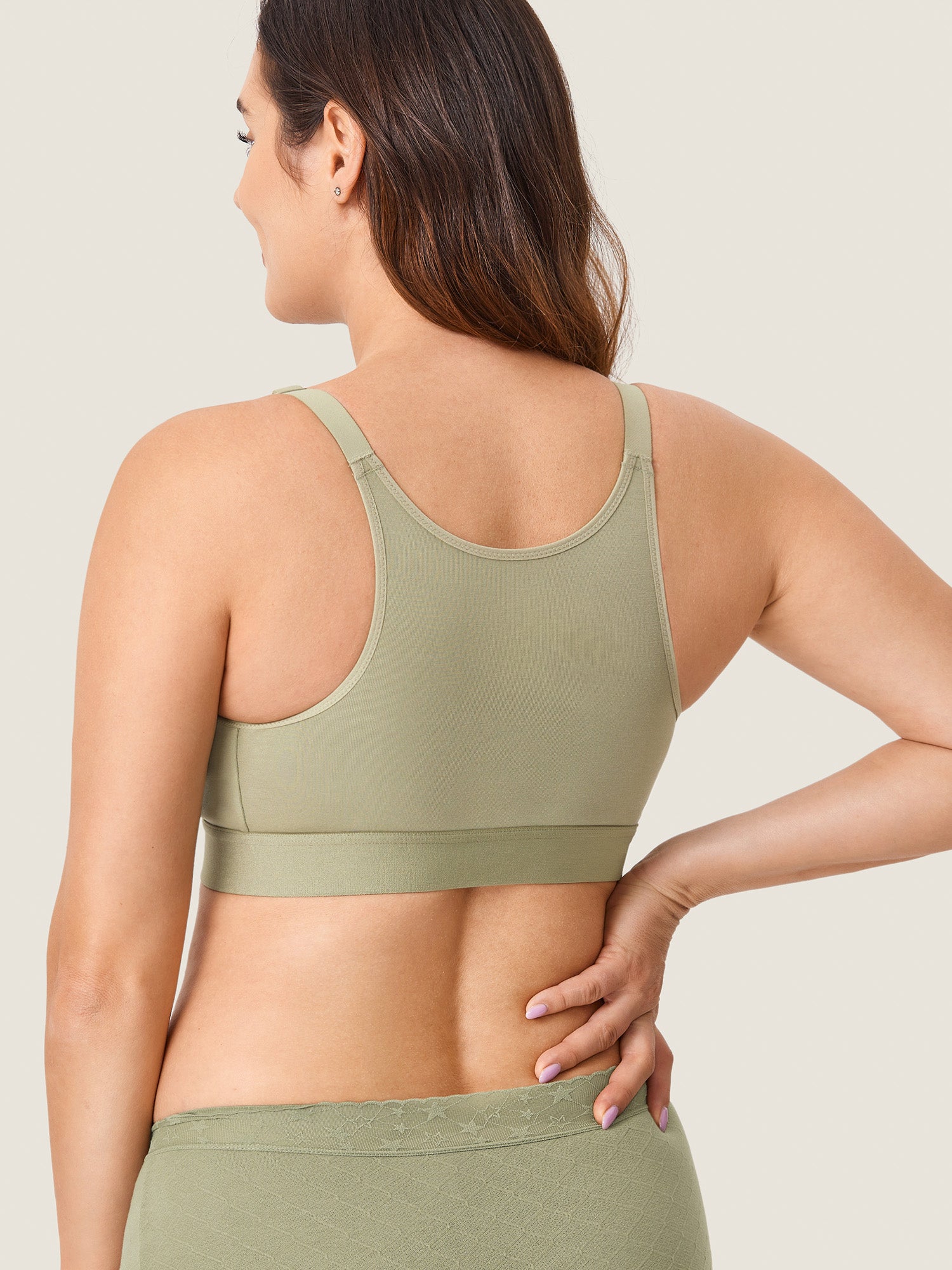 Women's Cotton Plus Size Nursing Sport Bra Grey Olive