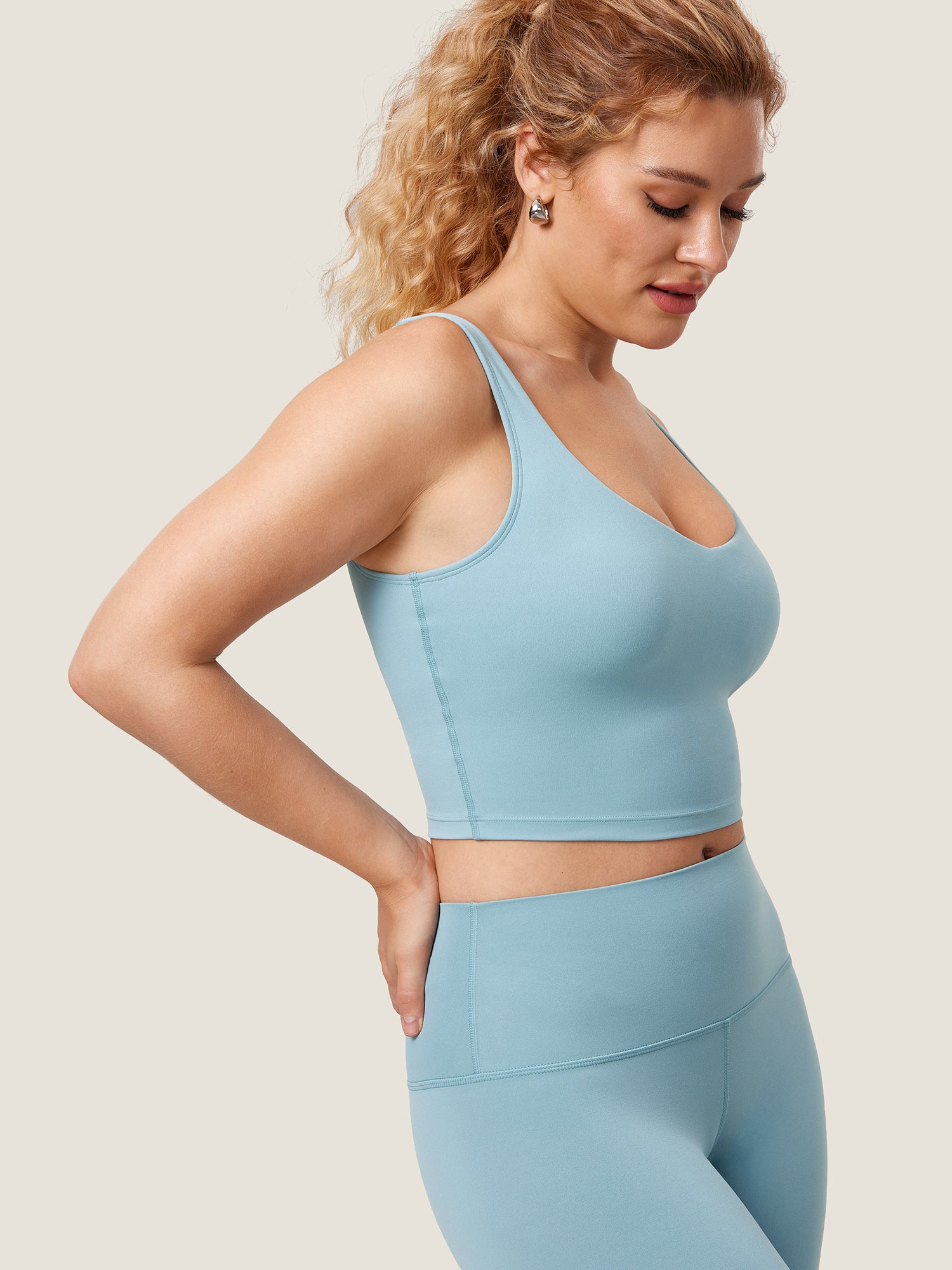 MOMANDA Women's Natrelax® Nursing Crop Tank Top - V Neck Pure Blue