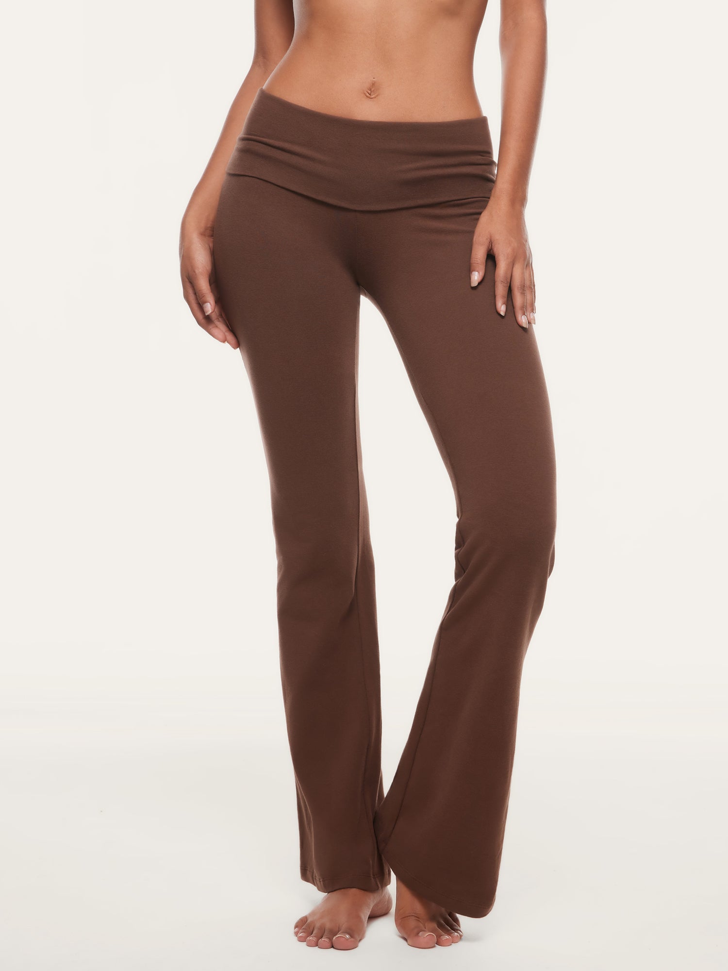 Cotton Fold Over Flared Leggings