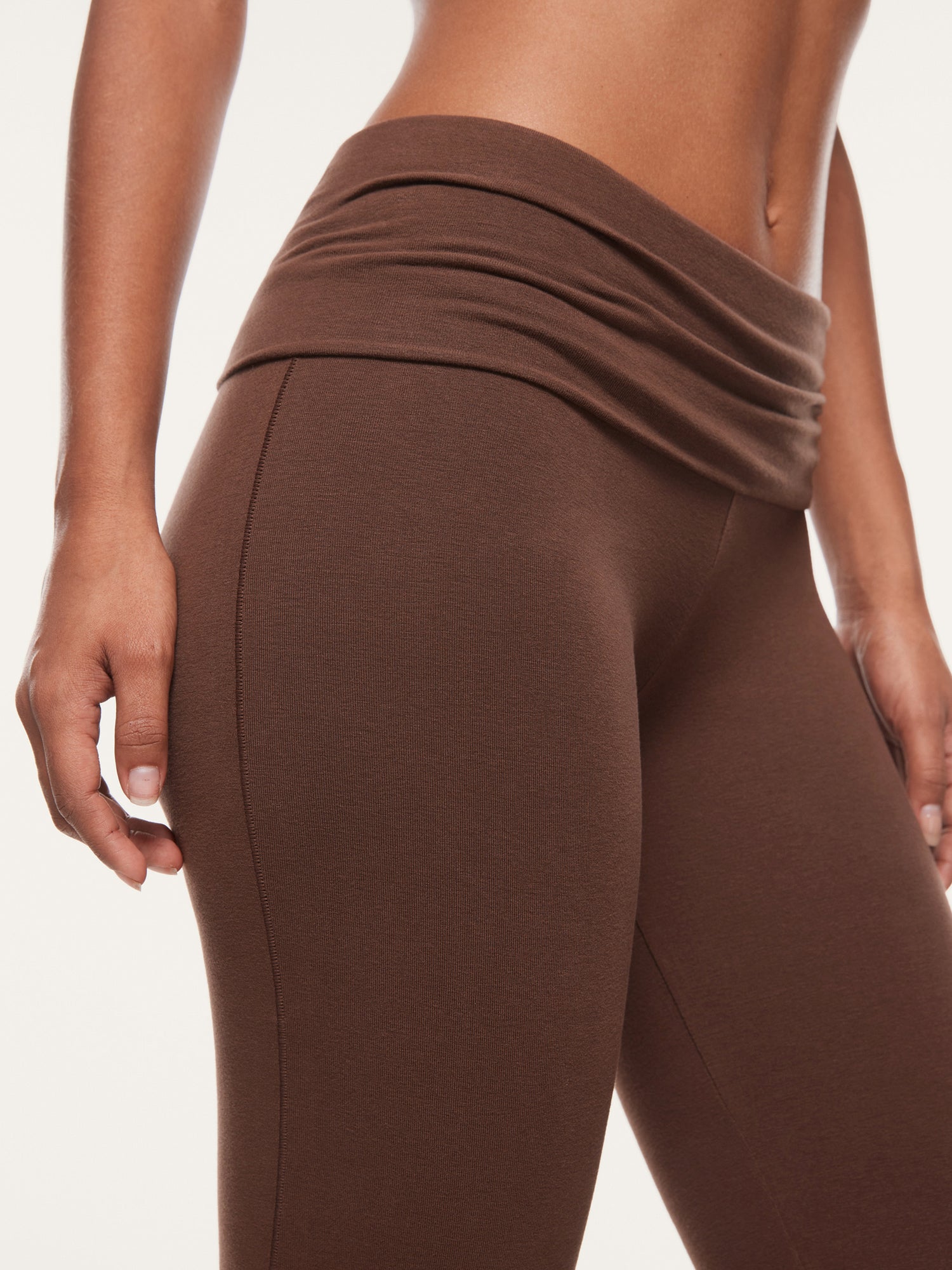Cotton Fold Over Flared Leggings
