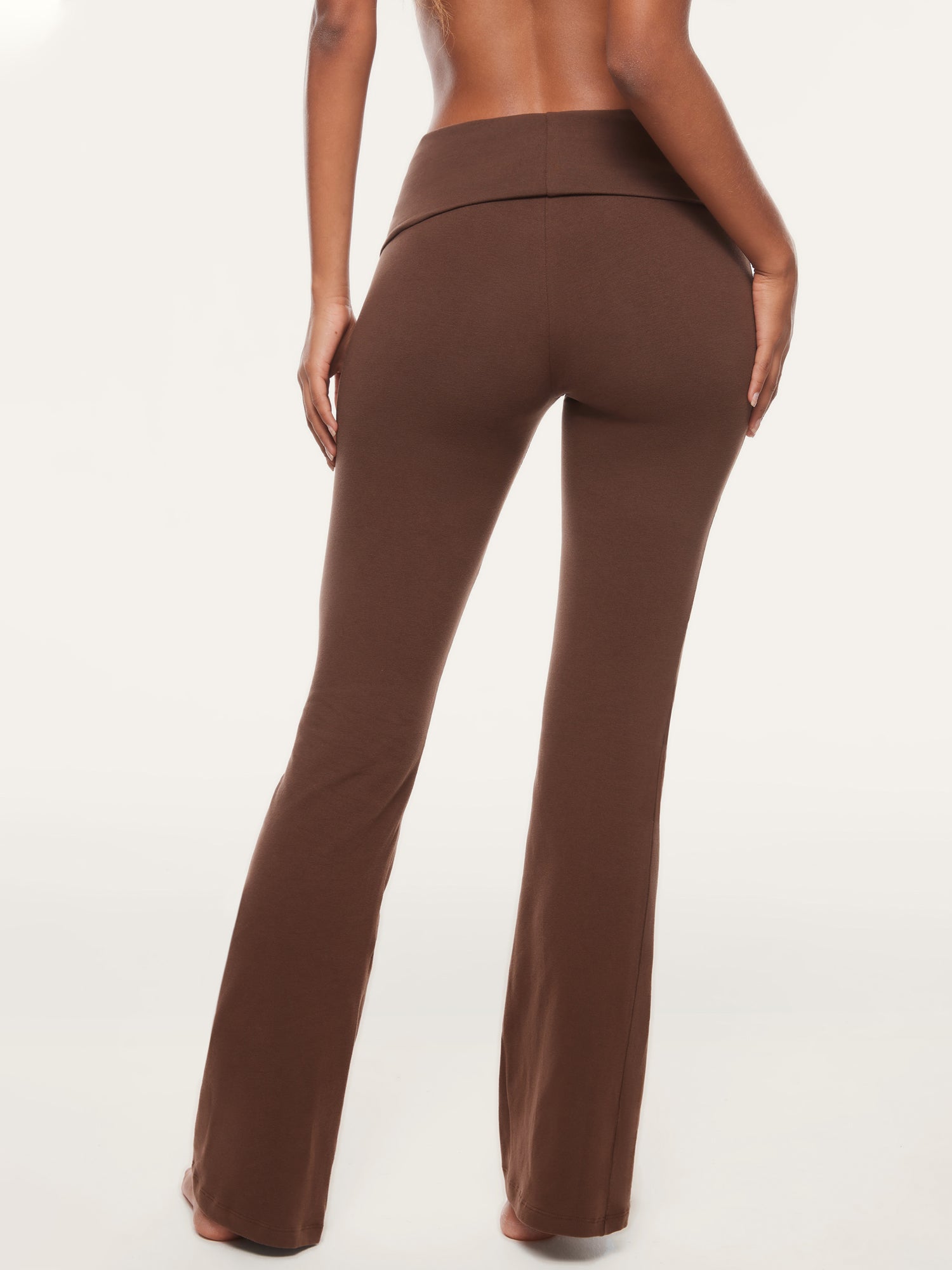 Cotton Fold Over Flared Leggings