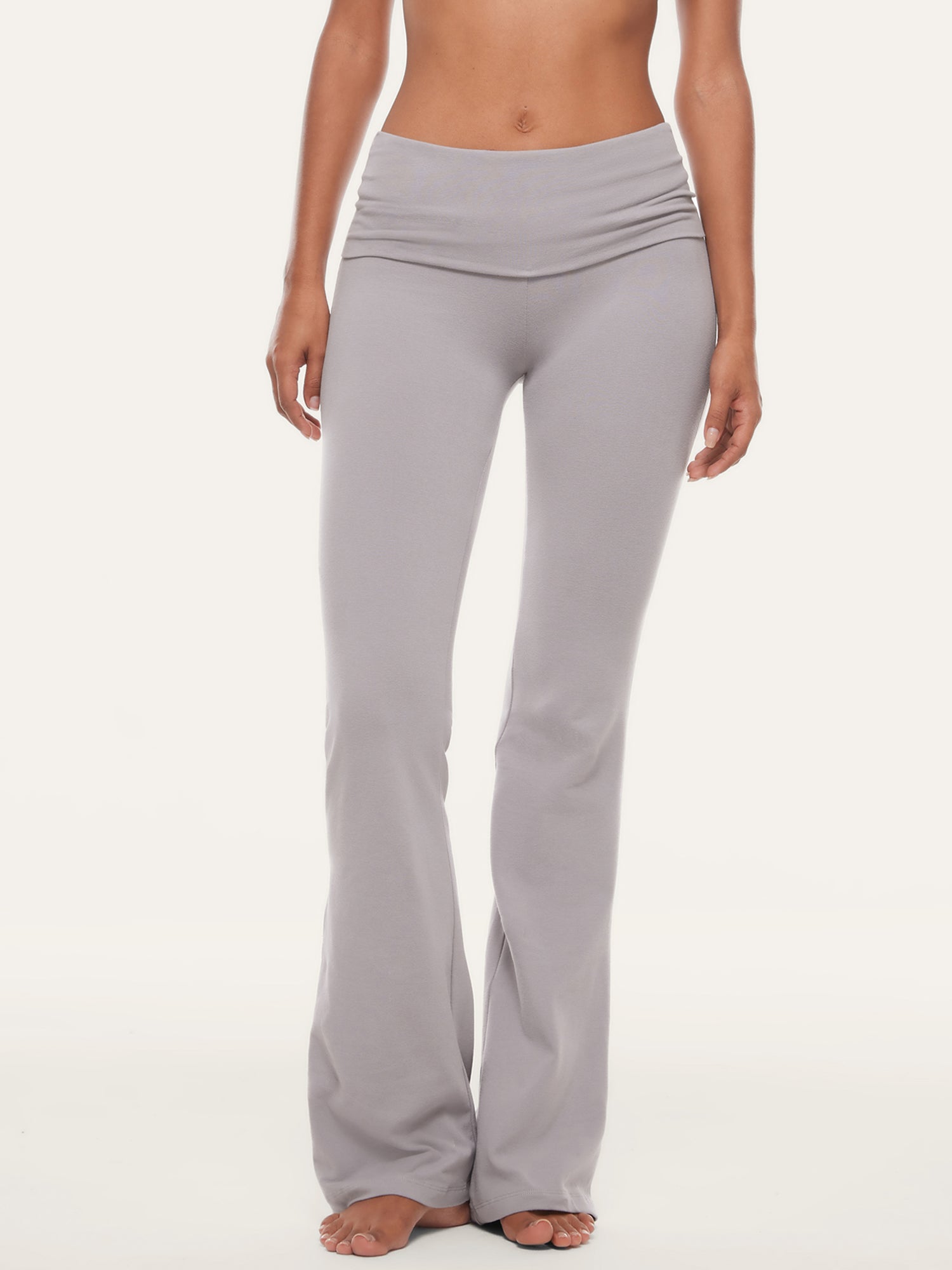 Cotton Fold Over Flared Leggings