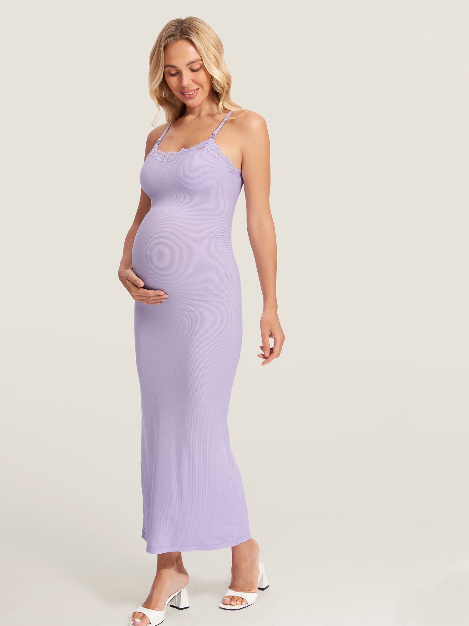 Lacy Ribbed Maternity & Nursing Dress