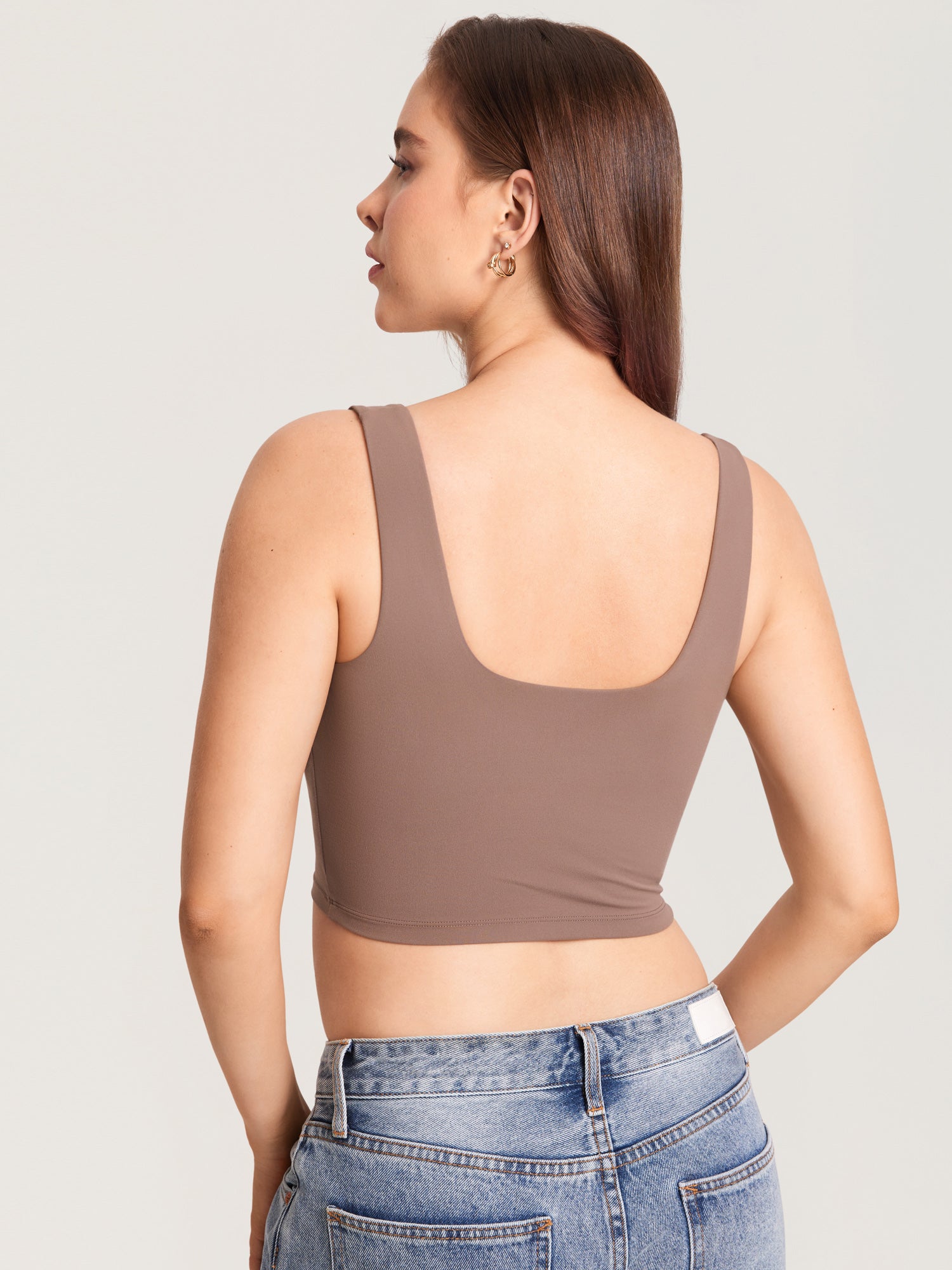 MOMANDA Women's Natrelax® Pumping Crop Tank Top Croissant Brown
