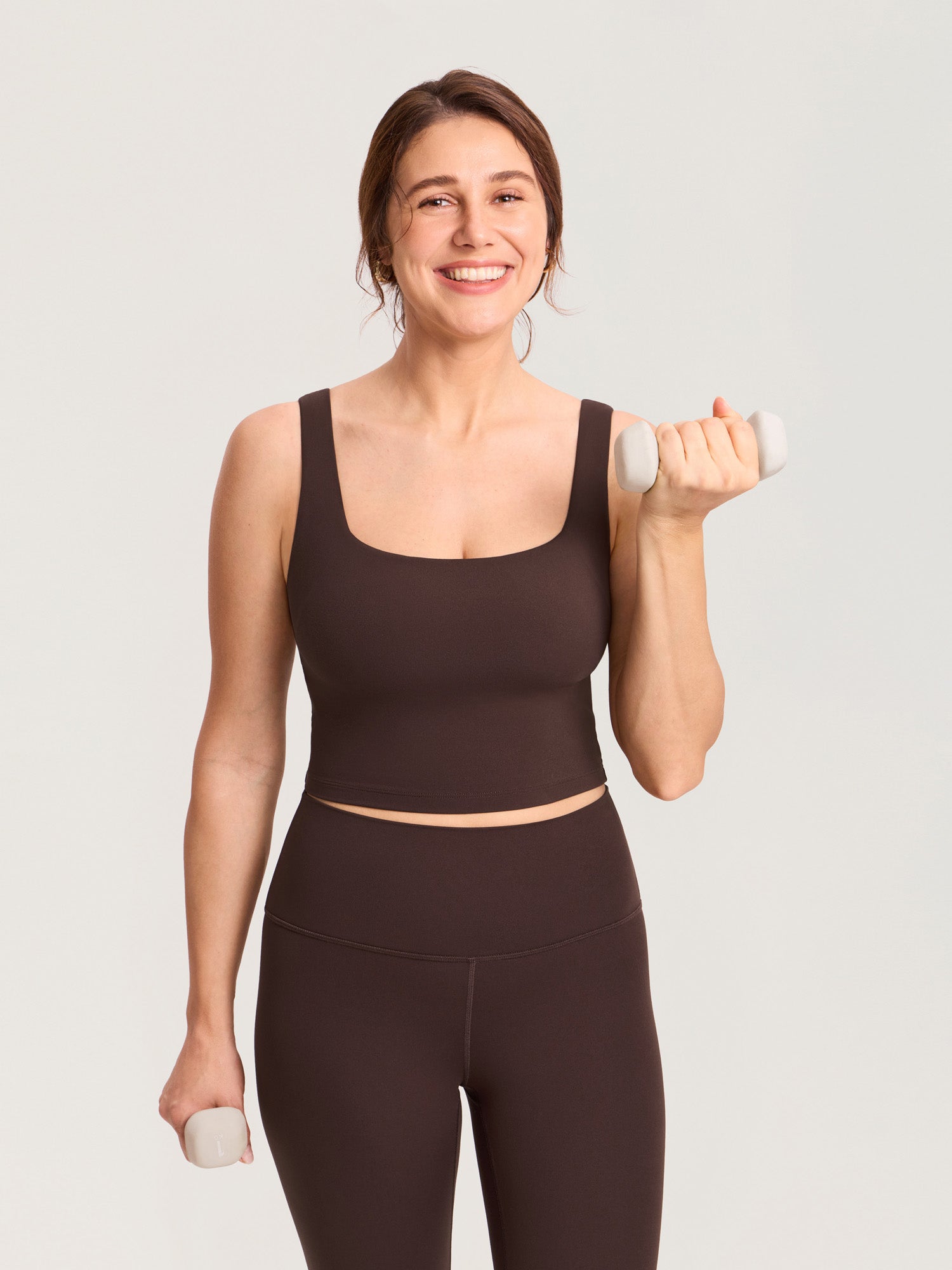 MOMANDA Women's Natrelax® Pumping Crop Tank Top Hot Fudge Brown