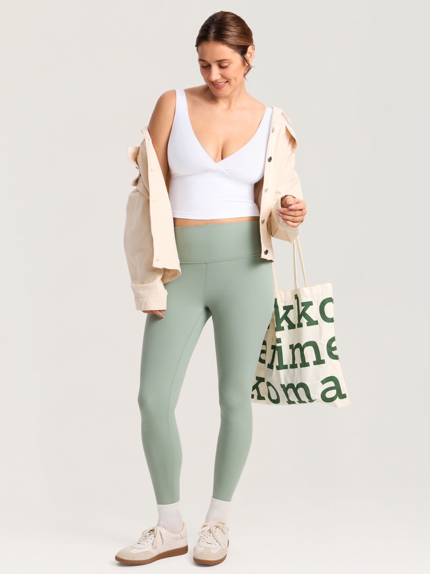 MOMANDA Natrelax® Crossover Nursing Crop Tank Top White