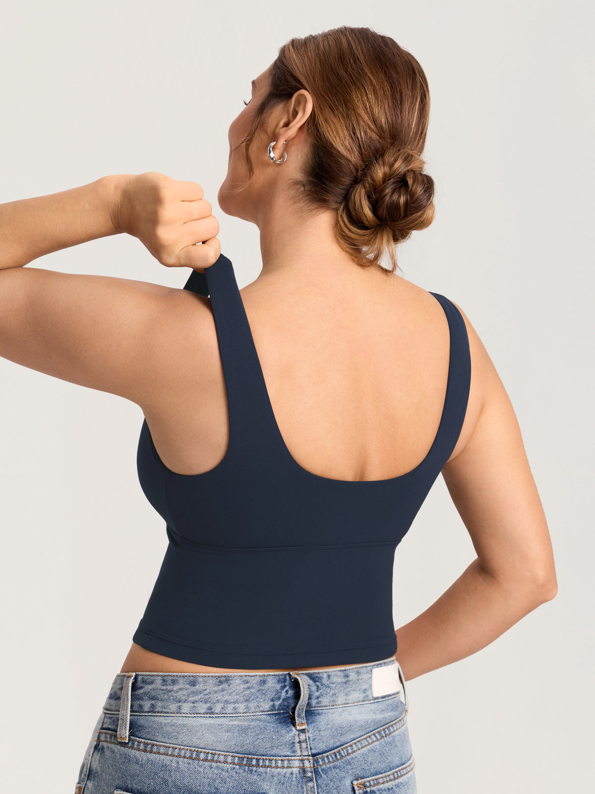 MOMANDA Natrelax® Crossover Nursing Crop Tank Top Twilight Blue @model_info:MOM2