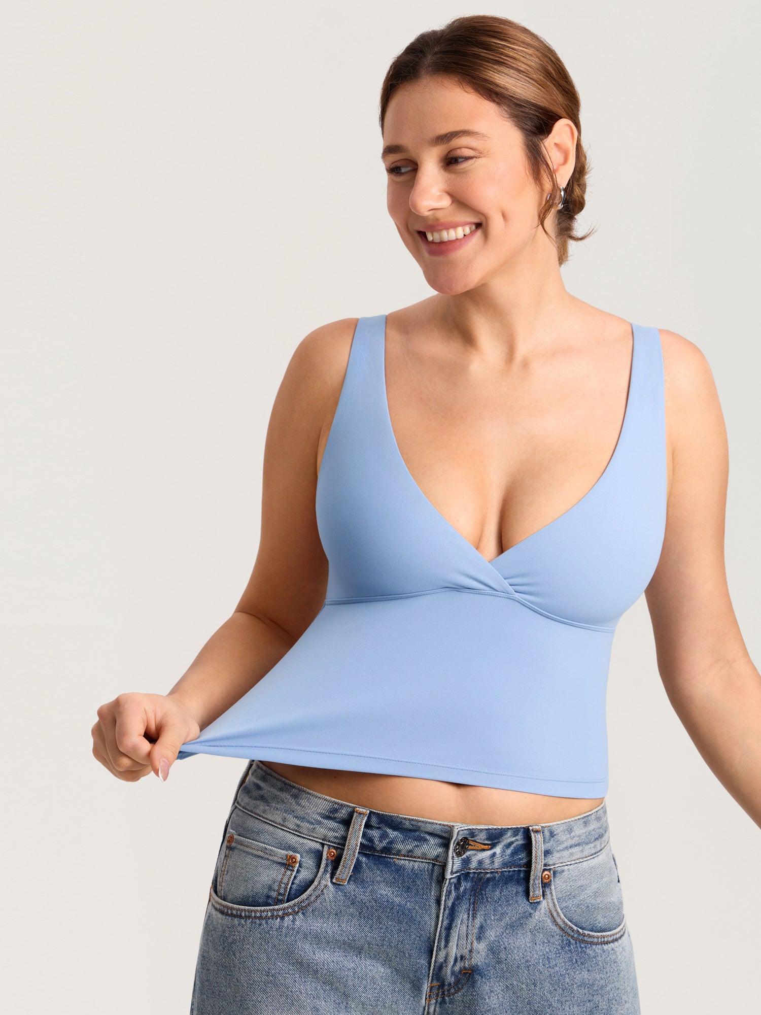 MOMANDA Natrelax® Crossover Nursing Crop Tank Top Moonlight Blue