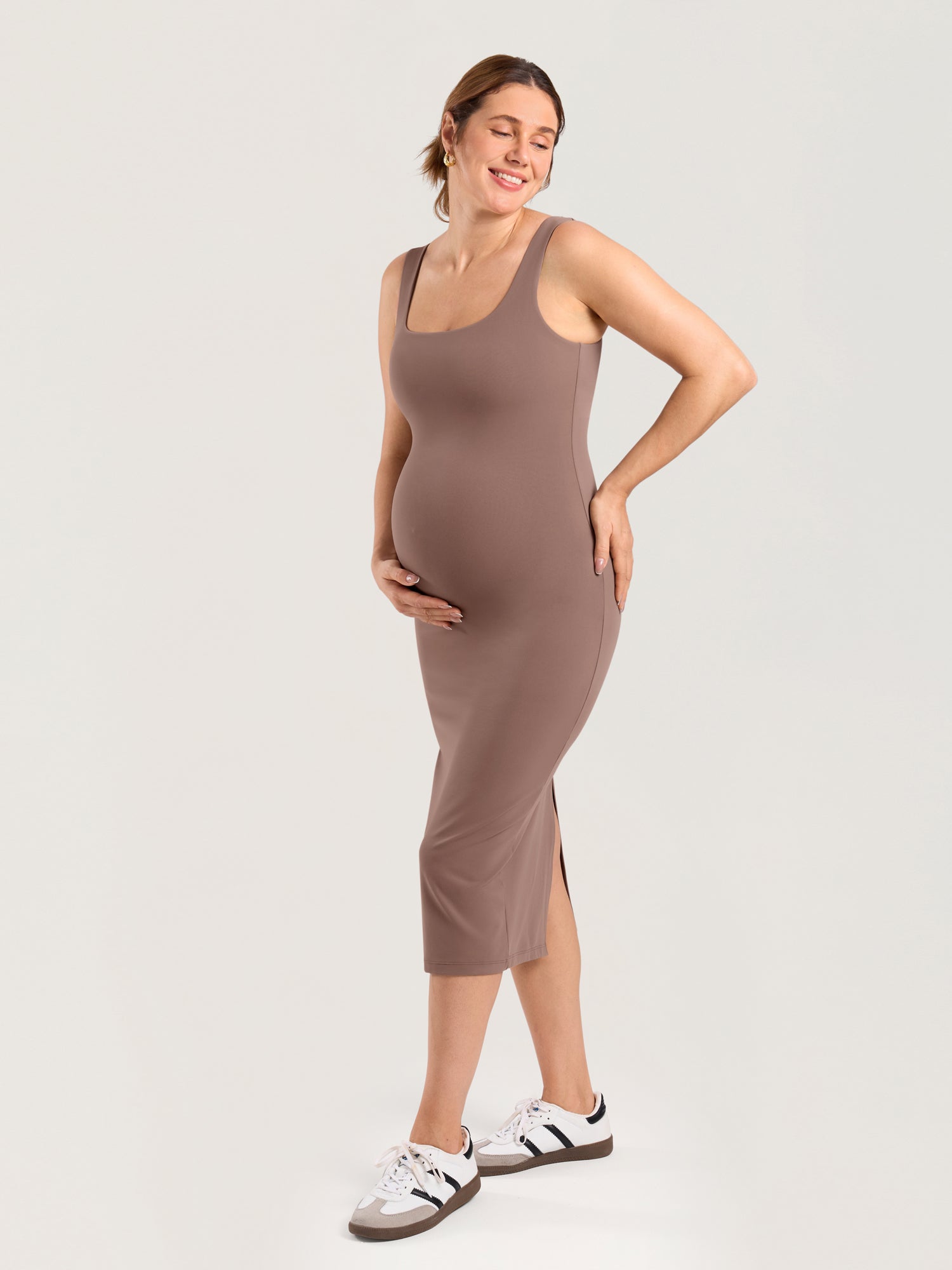 Natrelax® Bodycon Maternity Midi Dress - Back Slit