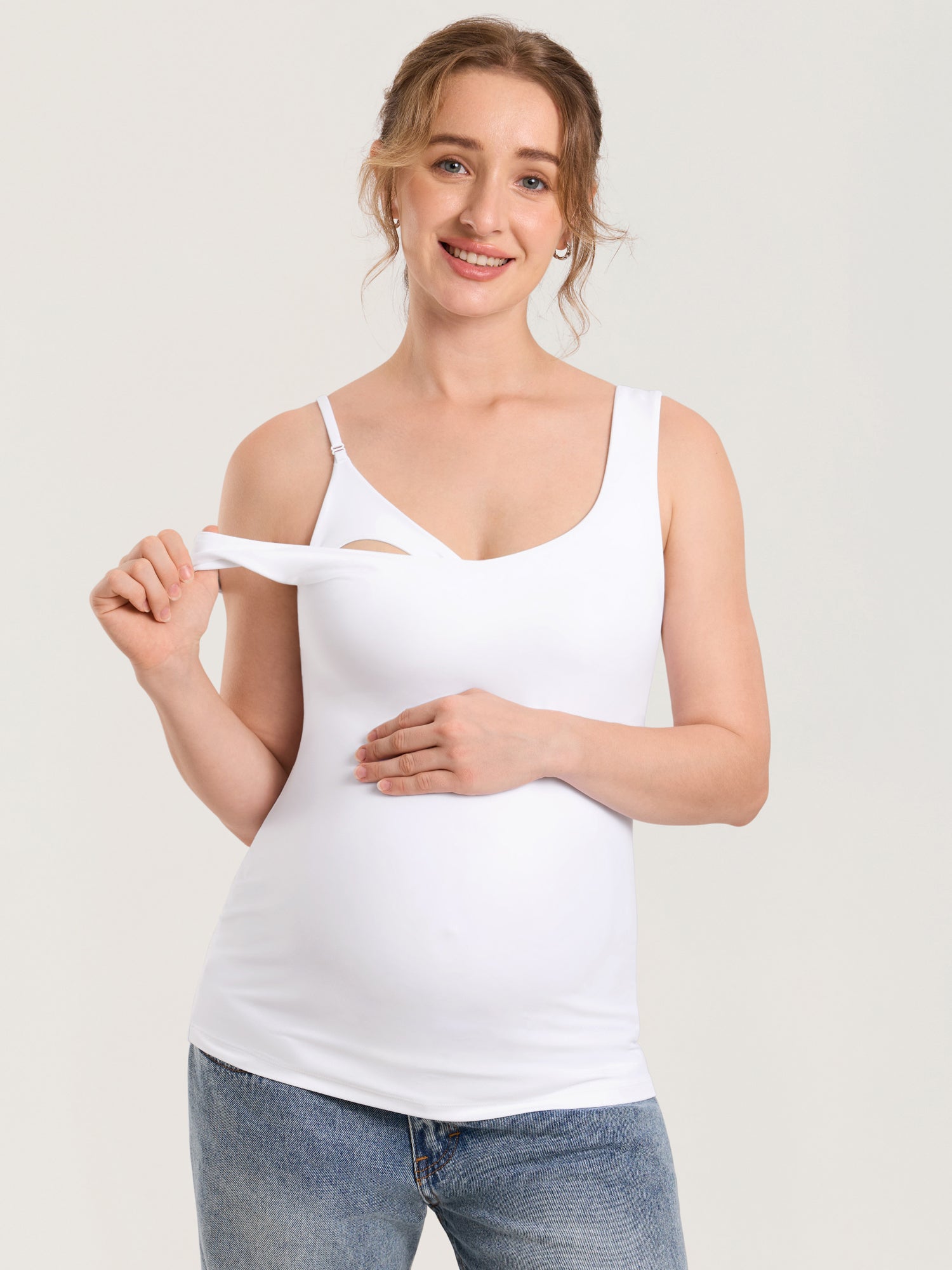 MOMANDA Naterlax® V Neck Nursing Tank Top Black
