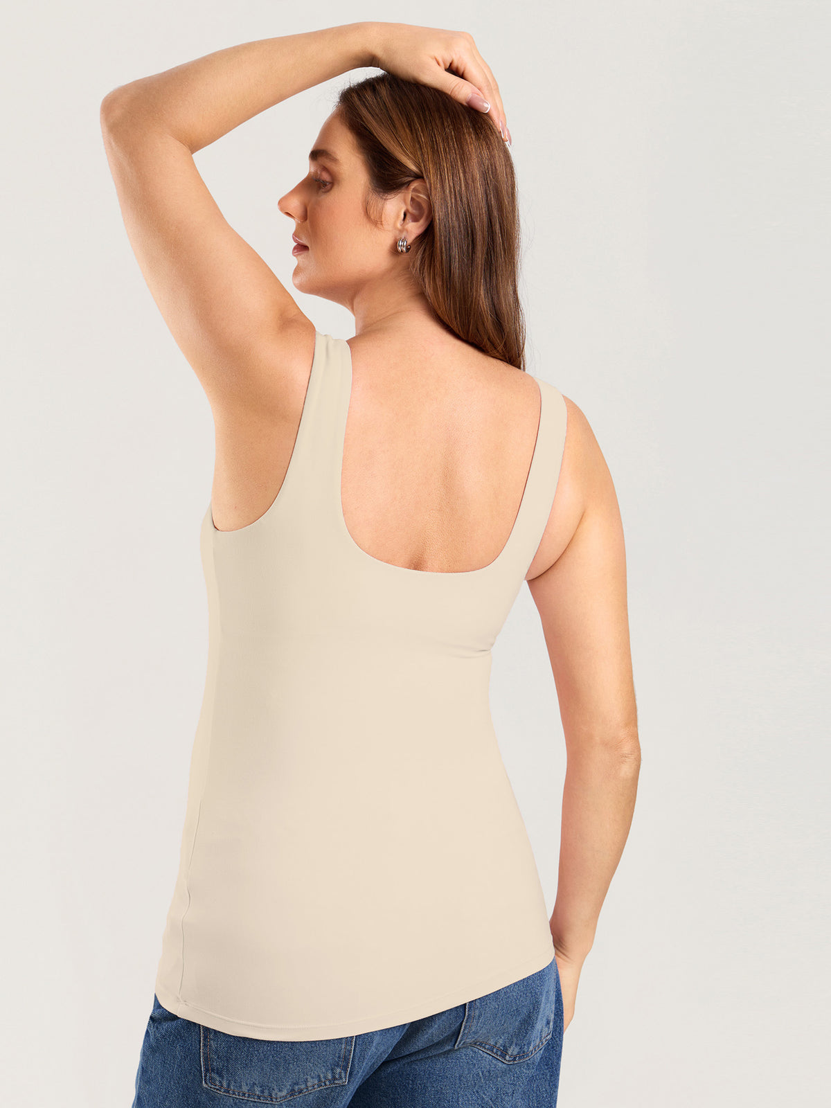 MOMANDA Naterlax® V Neck Nursing Tank Top Mojave Tan @model_info:MOM3