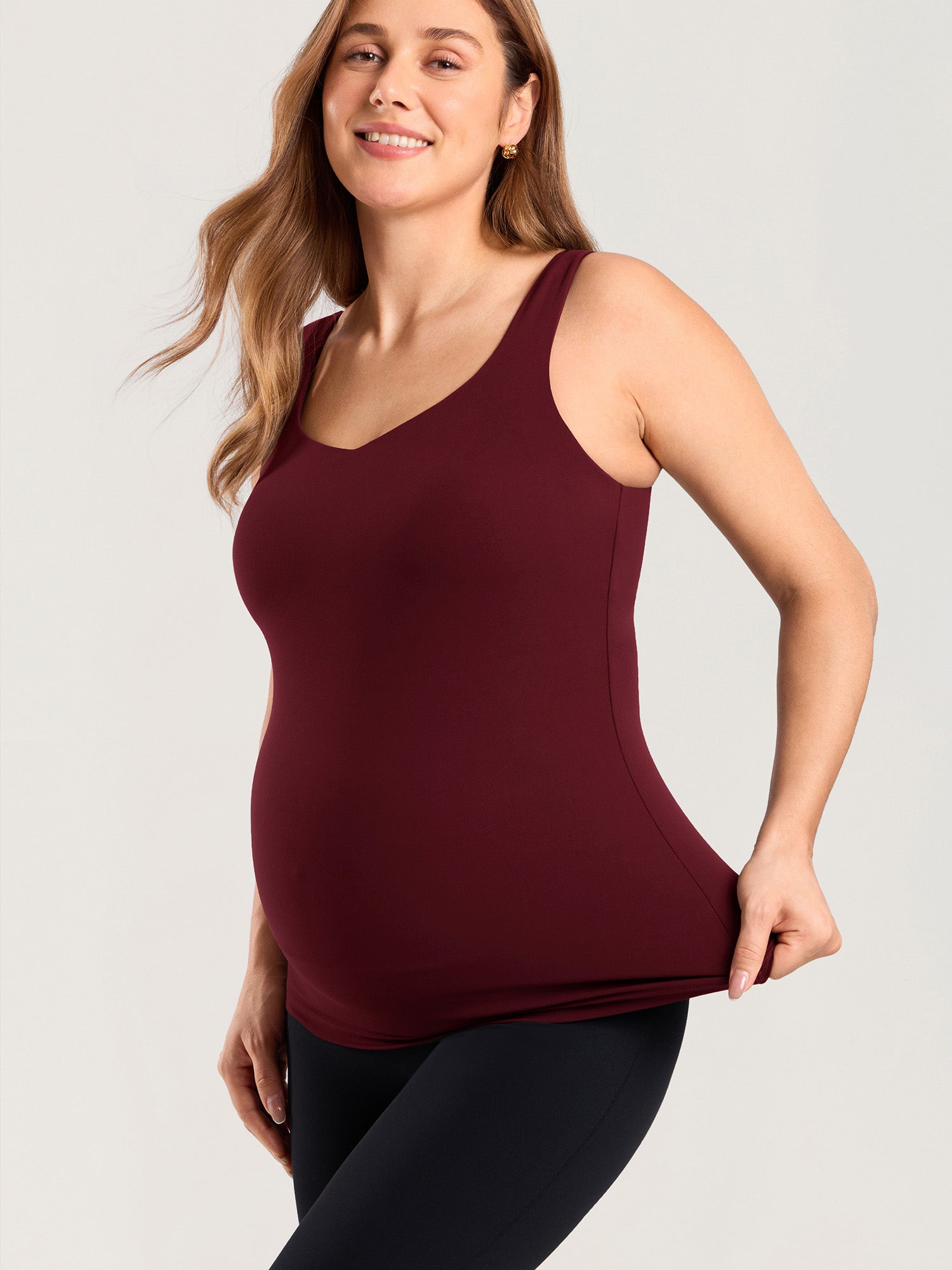 MOMANDA Naterlax® V Neck Nursing Tank Top Red Merlot