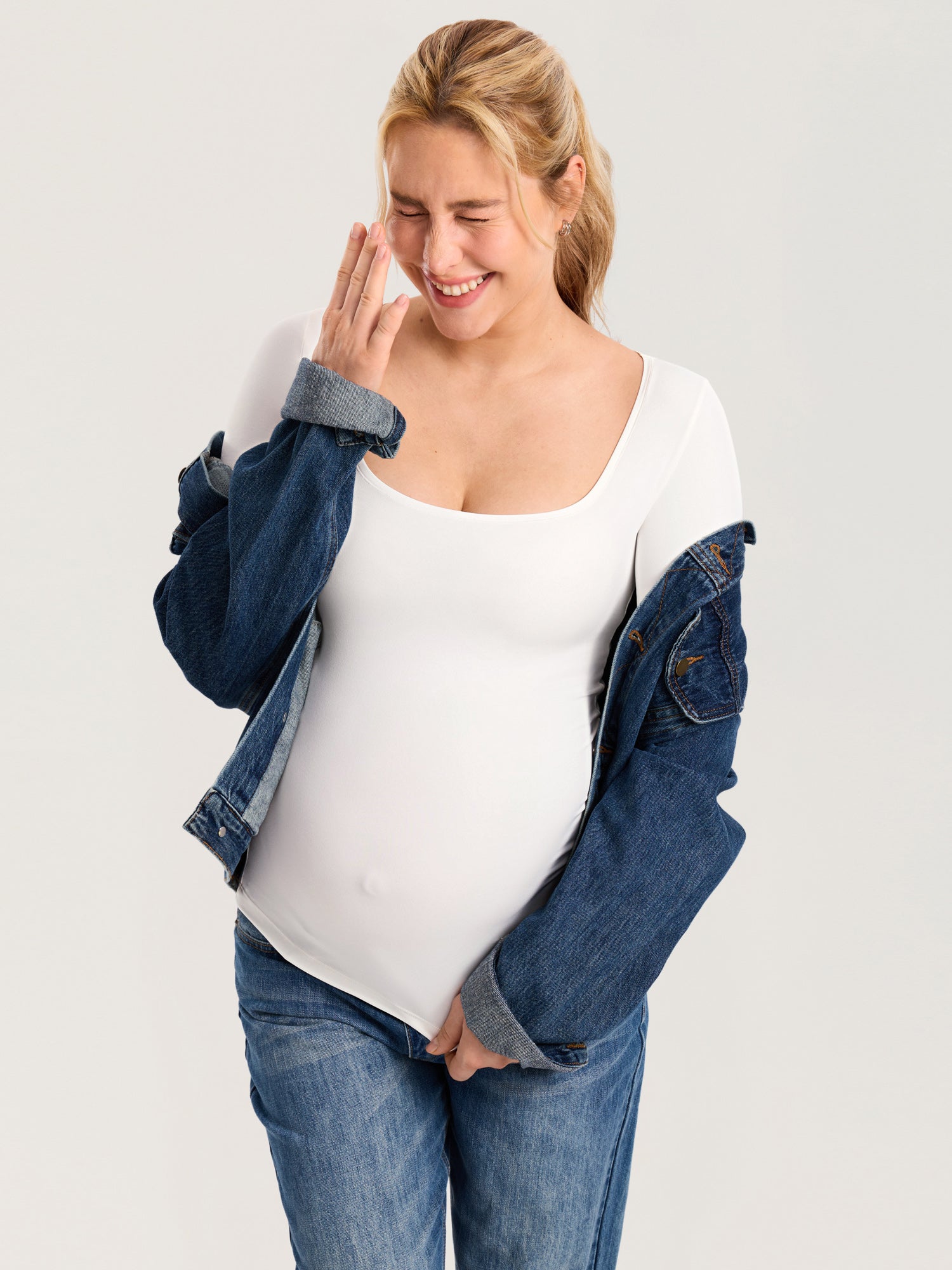 AirSoft Square Neck Maternity Top - Long Sleeves