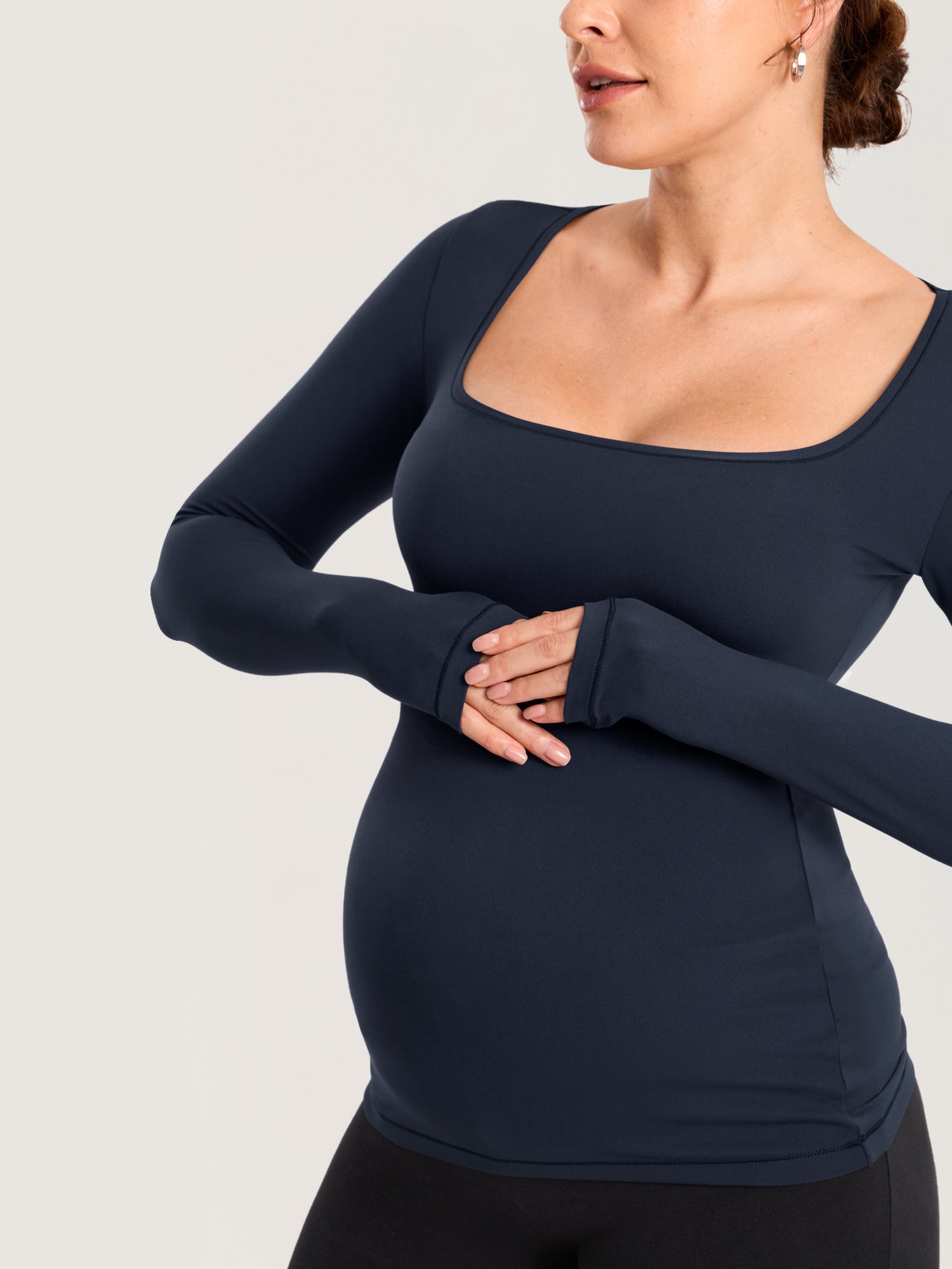 AirSoft Square Neck Maternity Top - Long Sleeves