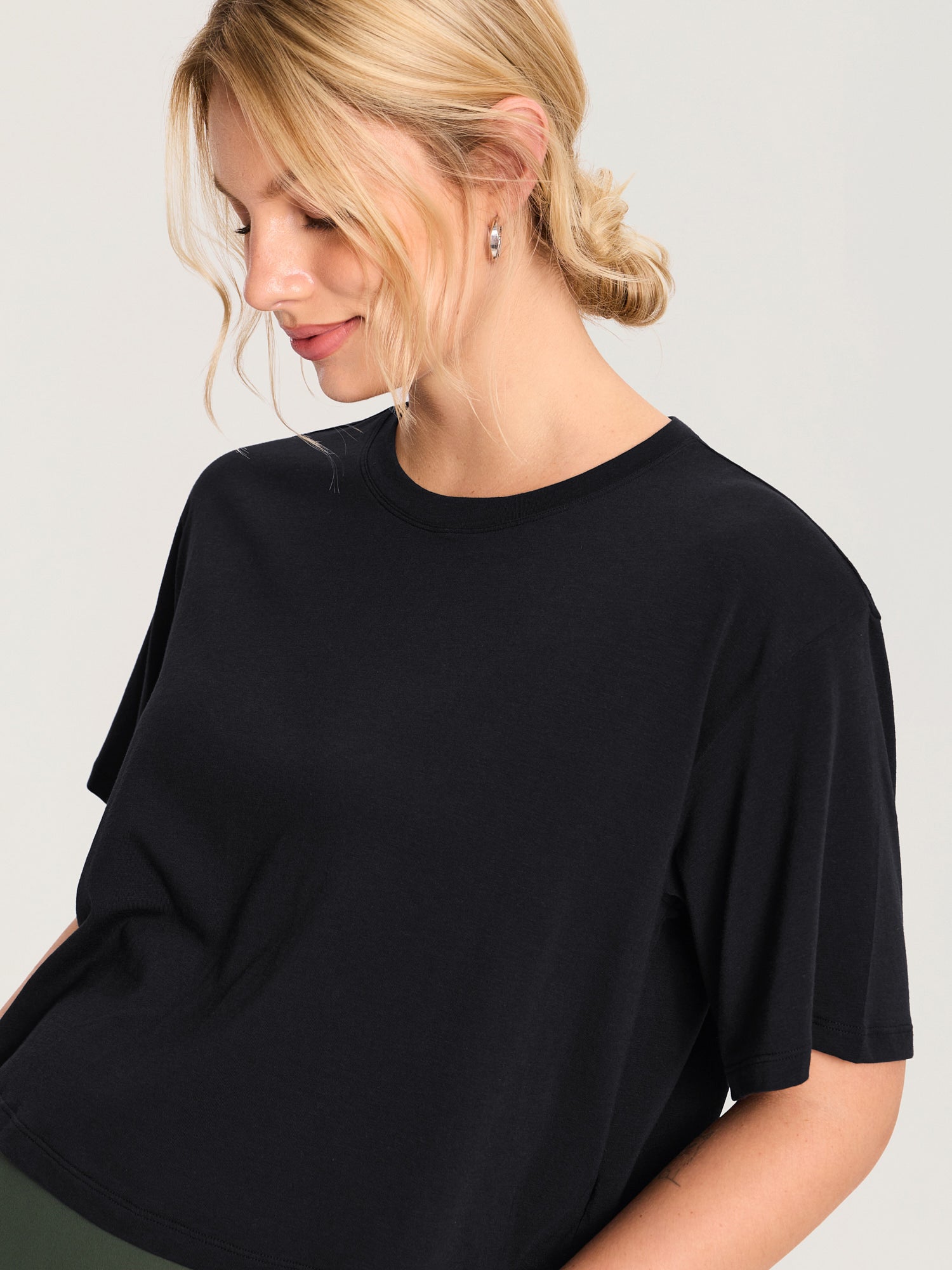 Modal Cotton Short Sleeve Loose Crop Tee