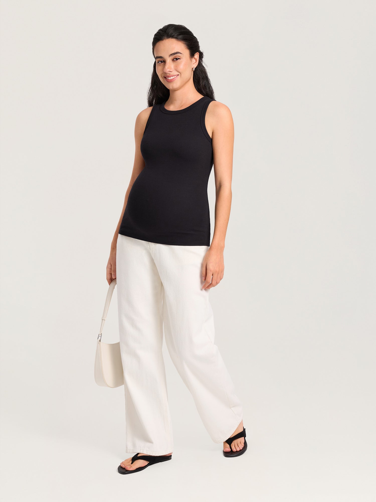 Cotton Rib Crew Neck Maternity Tank Top