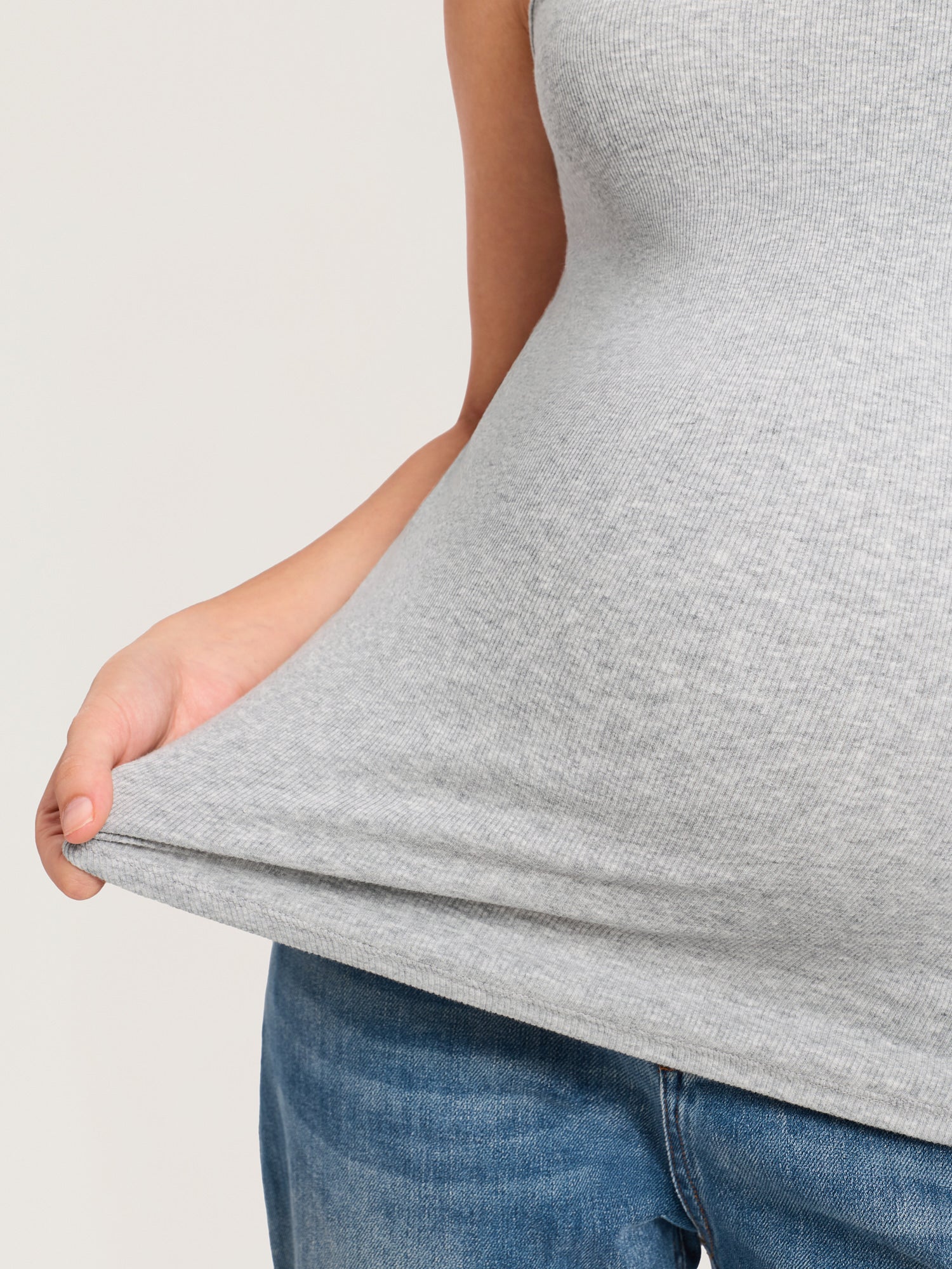 Cotton Rib Crew Neck Maternity Tank Top