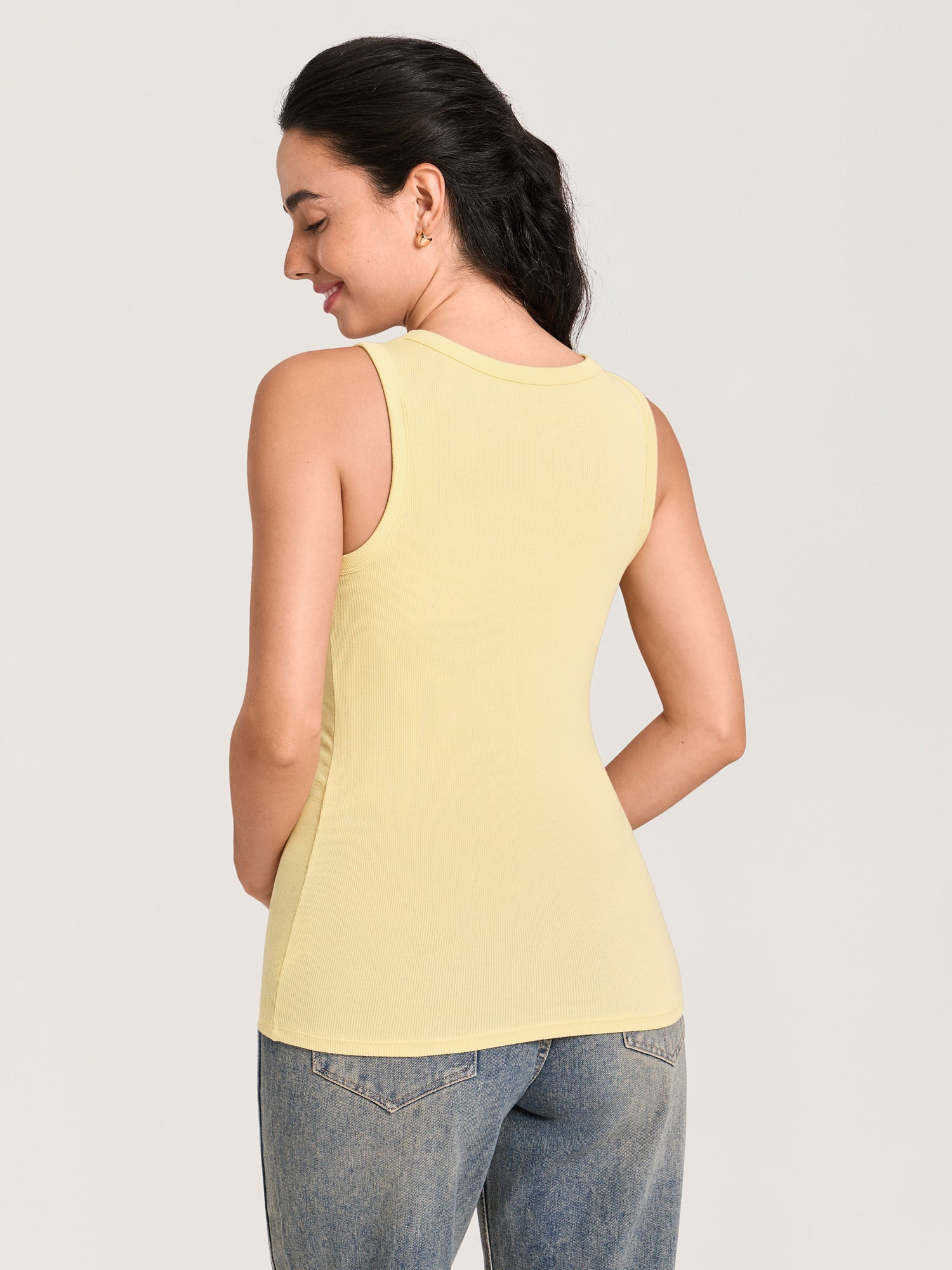 Cotton Rib Crew Neck Maternity Tank Top