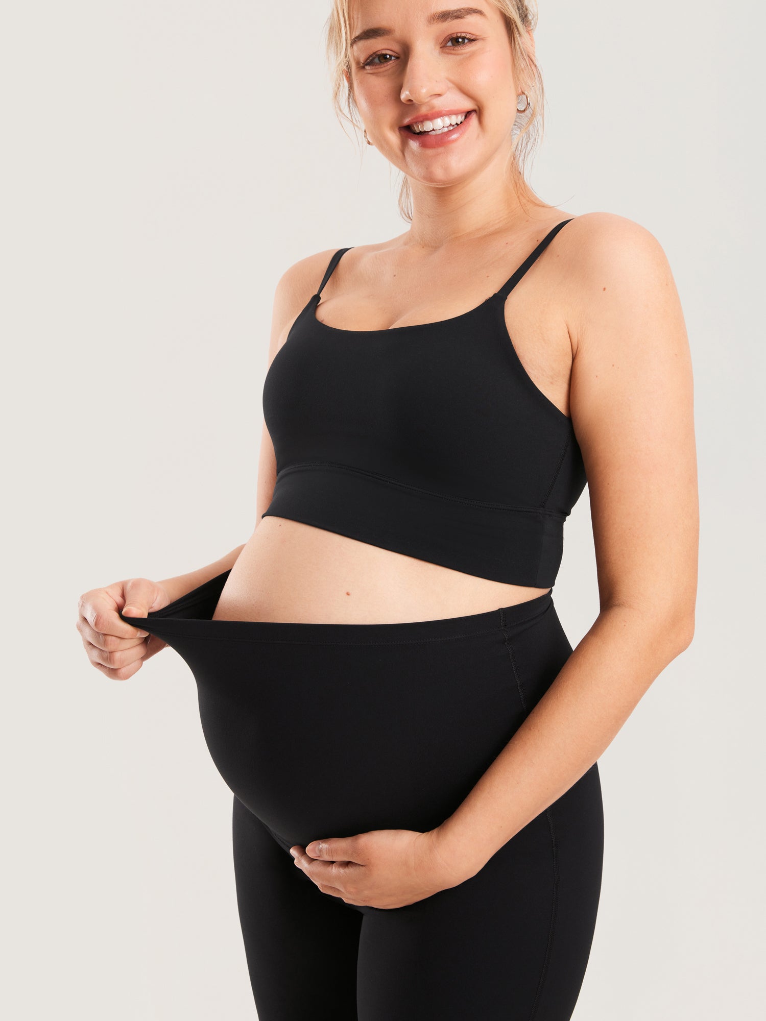MOMANDA Women's Maternity Wide Leg Pants 31" - Super High Waisted Black
