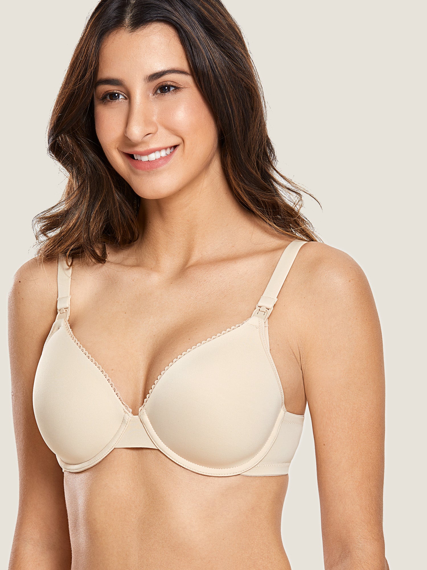 Momanda Women's Underwired Support Nursing Bra Beige