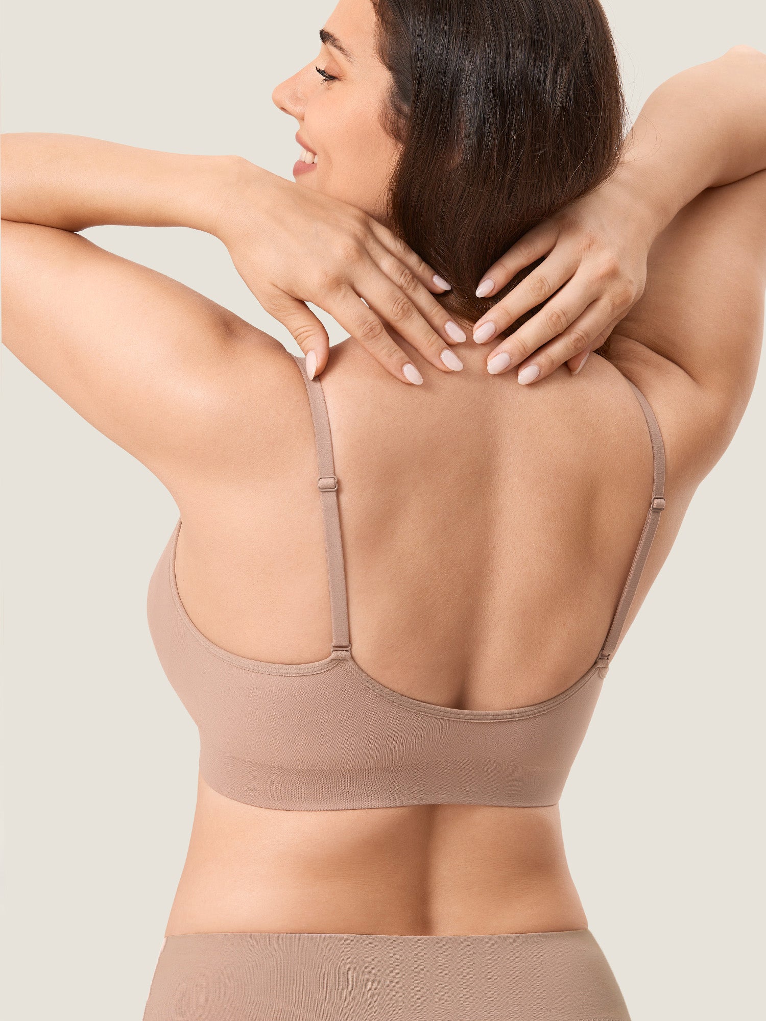 MOMANDA Women's Seamless Soft Knit Nursing Bra Cocoa Beige