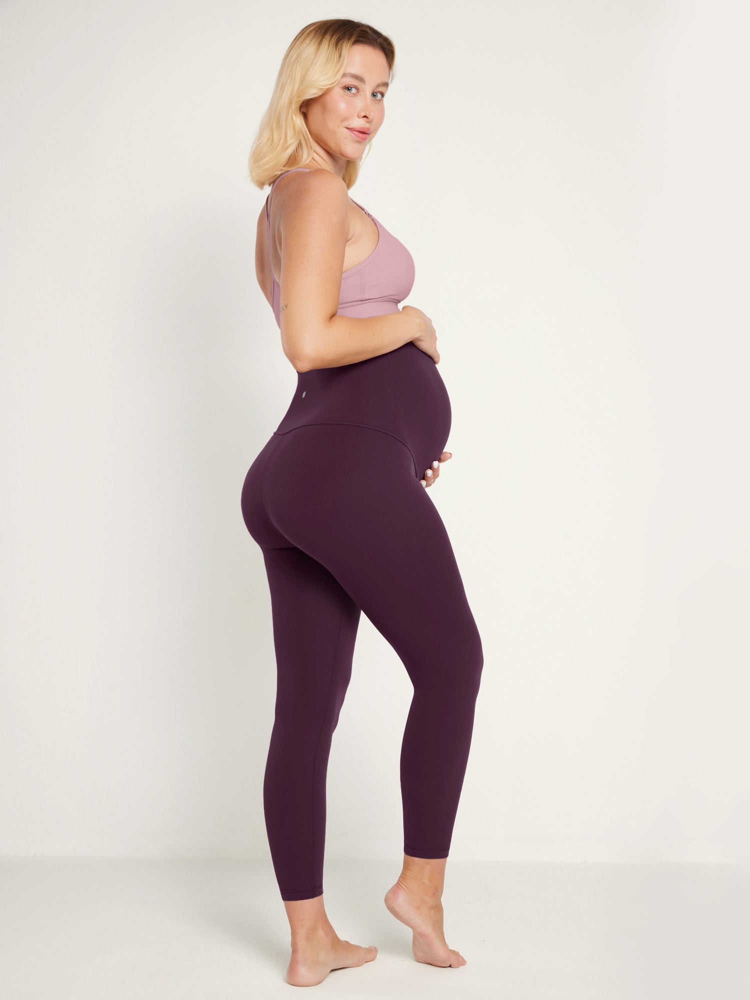 Women's Maternity Leggings Super High Rise Natrelax 25'' Black Tie Dye Flowers