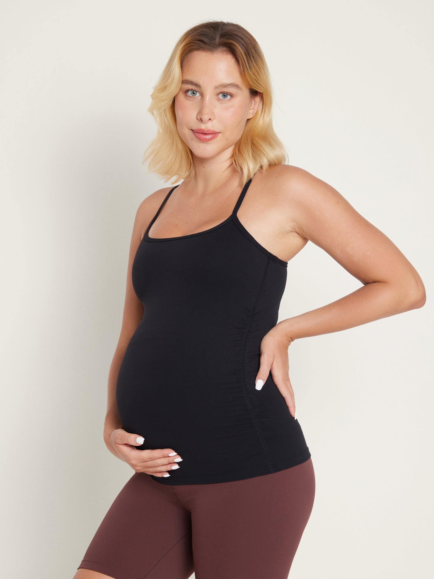 Women's Natrelax® Y Back Maternity Tank - Ruched Sides White