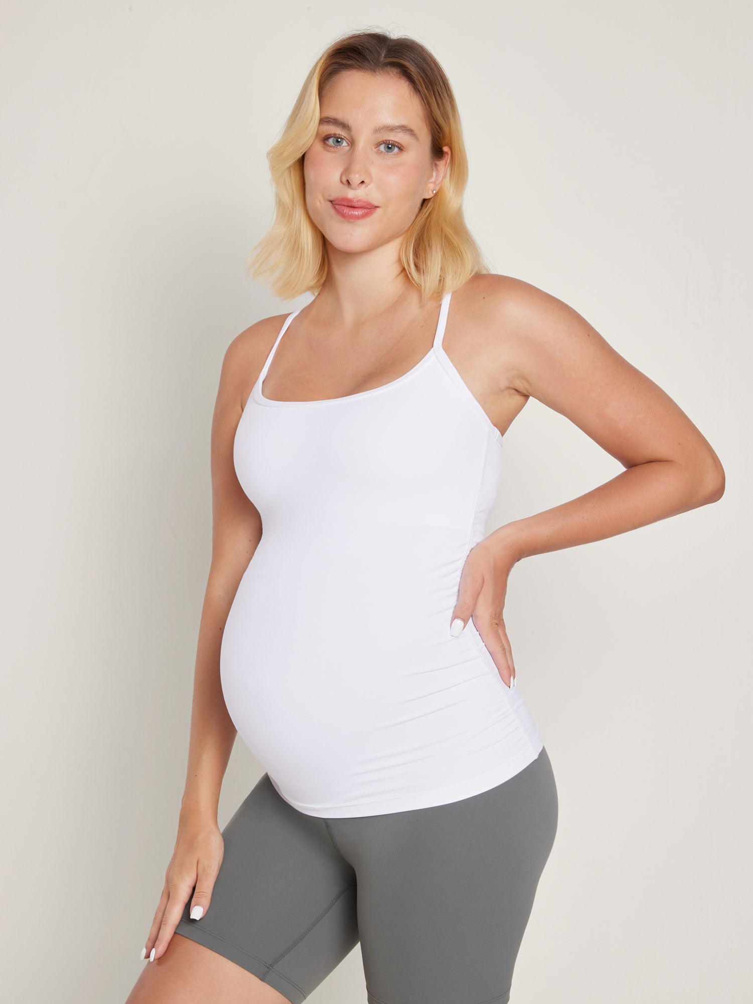 Women's Natrelax® Y Back Maternity Tank - Ruched Sides Blue Ashes