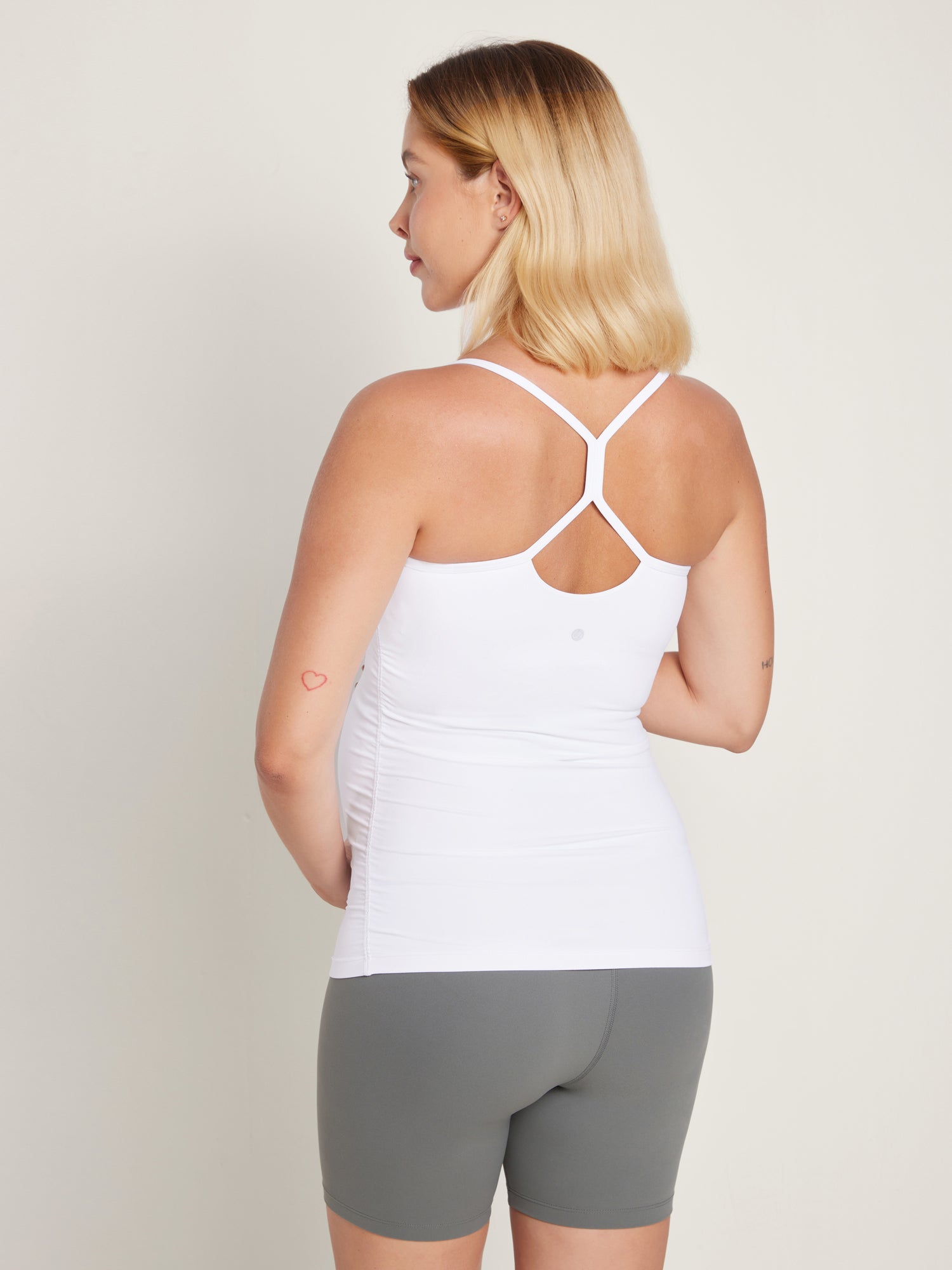 Women's Natrelax® Y Back Maternity Tank - Ruched Sides Blue Ashes