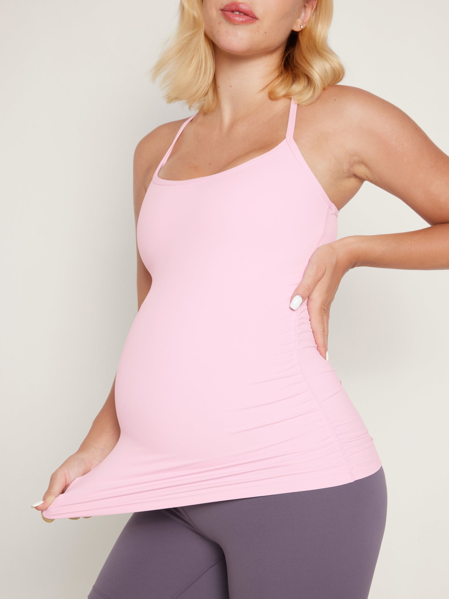 Women's Natrelax® Y Back Maternity Tank - Ruched Sides Pink Peony