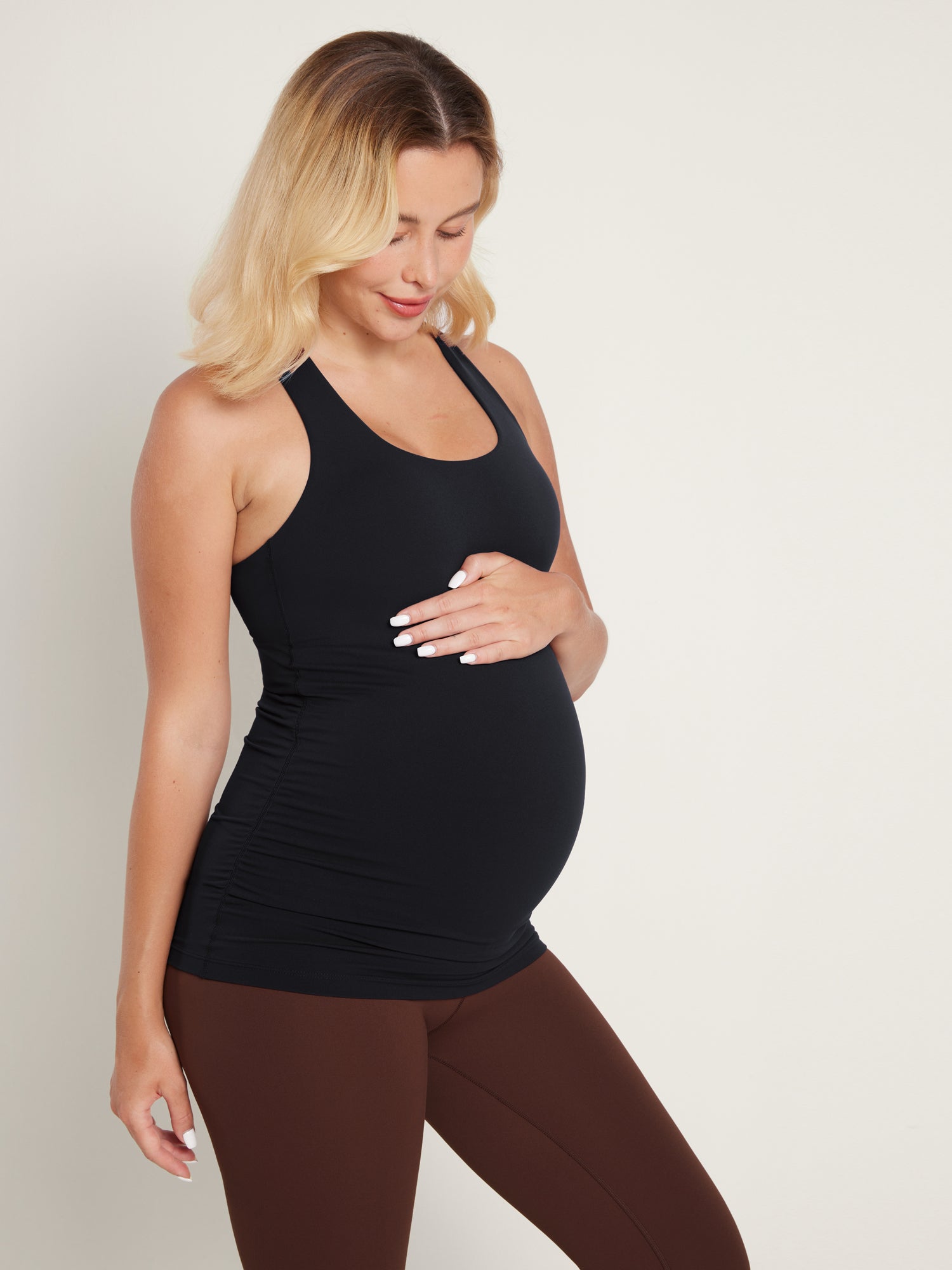Women's Natrelax® Racerback Maternity Tank - Ruched Sides Pitch Blue